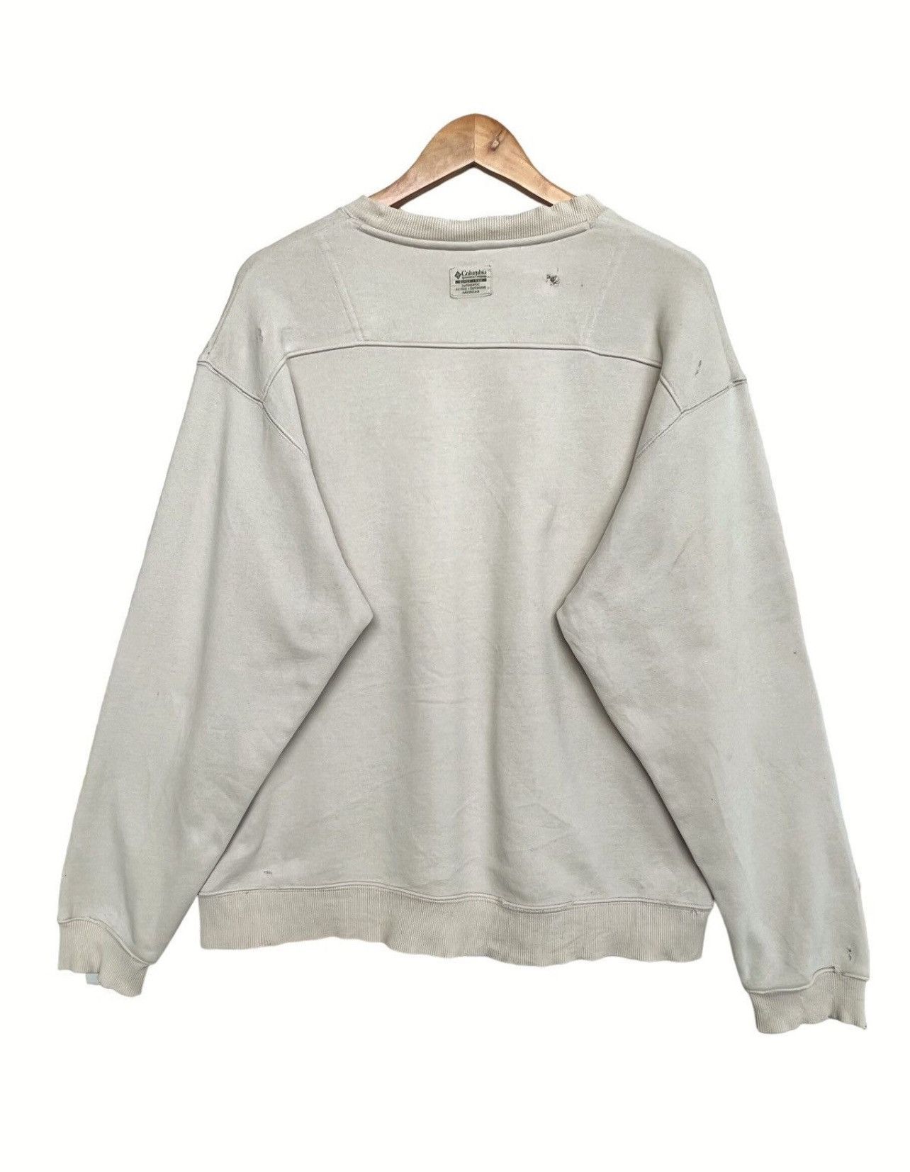 Columbia Columbia Distressed Thrashed Beige Sweatshirt Oversized XL Size US XL / EU 56 / 4 - 2 Thumbnail