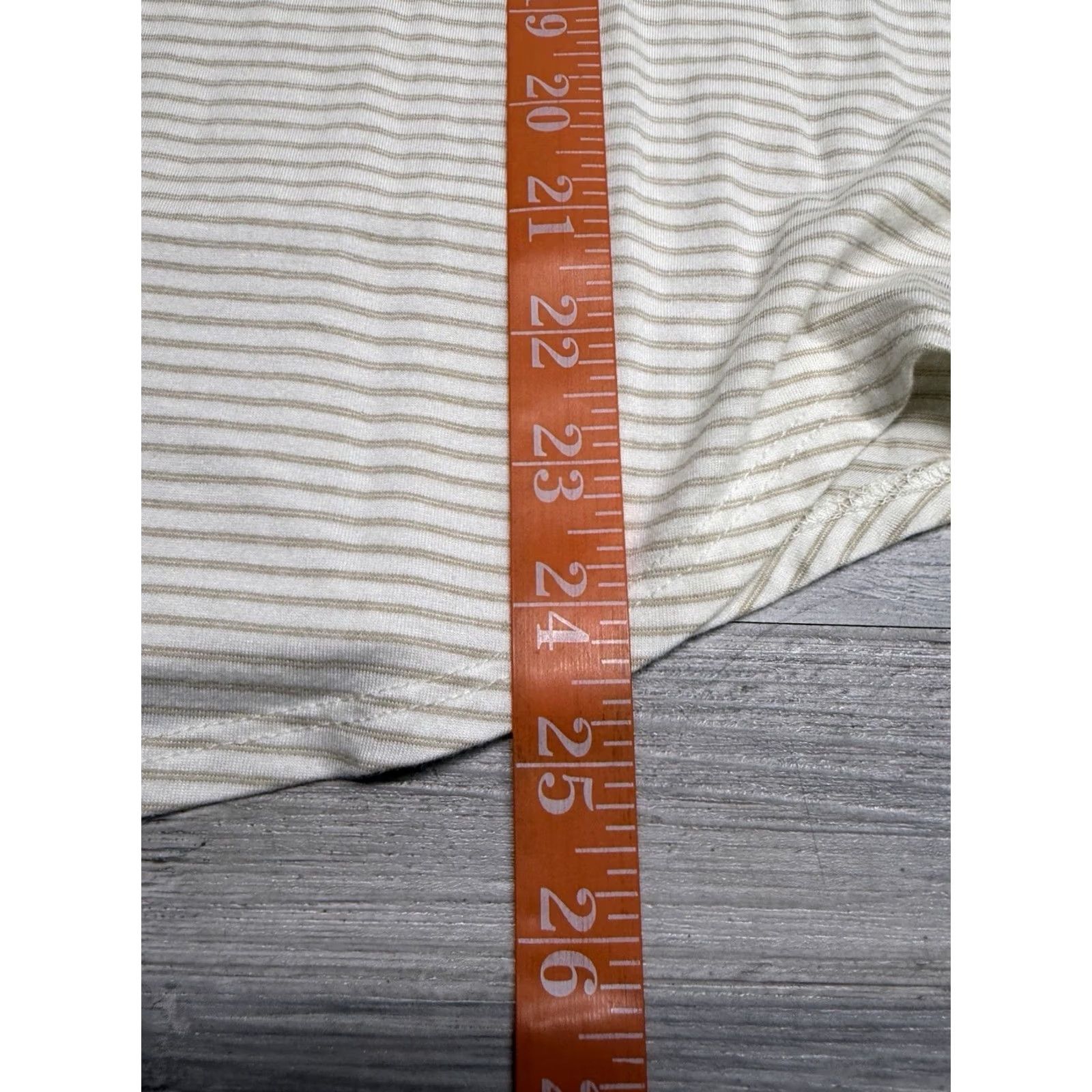 Vintage Green Envelope Womens V-Neck Striped Top Beige Lightweight Knit Rayon Spandex Tee Shirt Size L USA就 Size L / US 10 / IT 46 - 6 Thumbnail