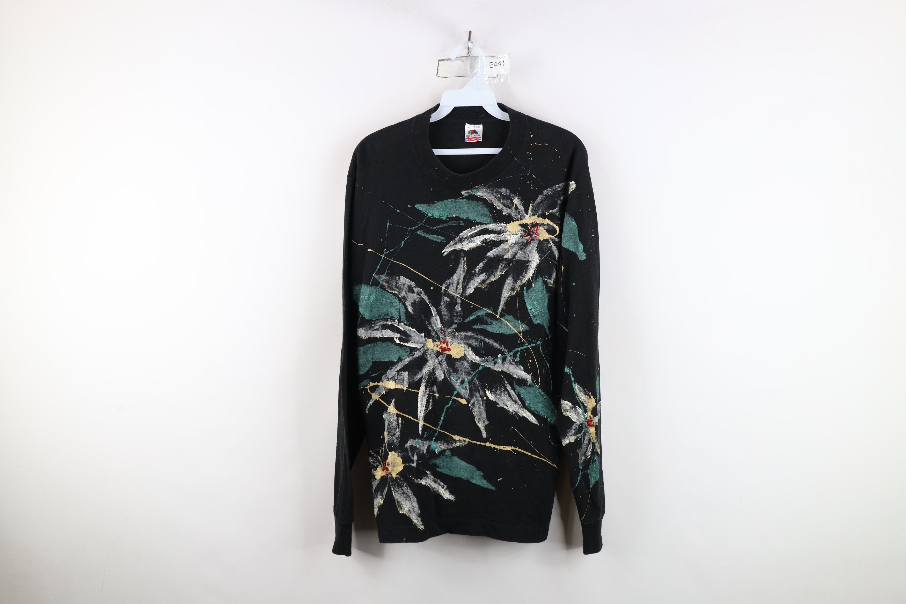 Vintage Vintage 90s Streetwear Flower Long Sleeve T-Shirt USA Size L / US 10 / IT 46 - 1 Thumbnail