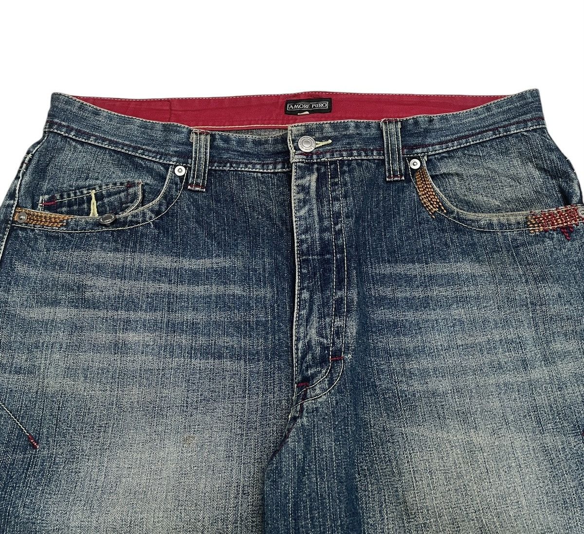Japanese Brand × Vintage Rare Vintage Japanese Brand Amore Puro Baggy Jeans 1990s Size US 35 - 3 Thumbnail
