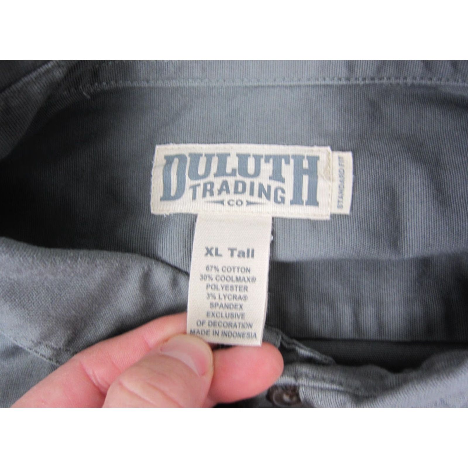 Vintage Duluth Shirt Mens XLT Gray Canvas Heavy Cotton Polyester Button-Up Western 90s Outdoor Pockets Short/Long Sleeve Size US XL / EU 56 / 4 - 5 Thumbnail