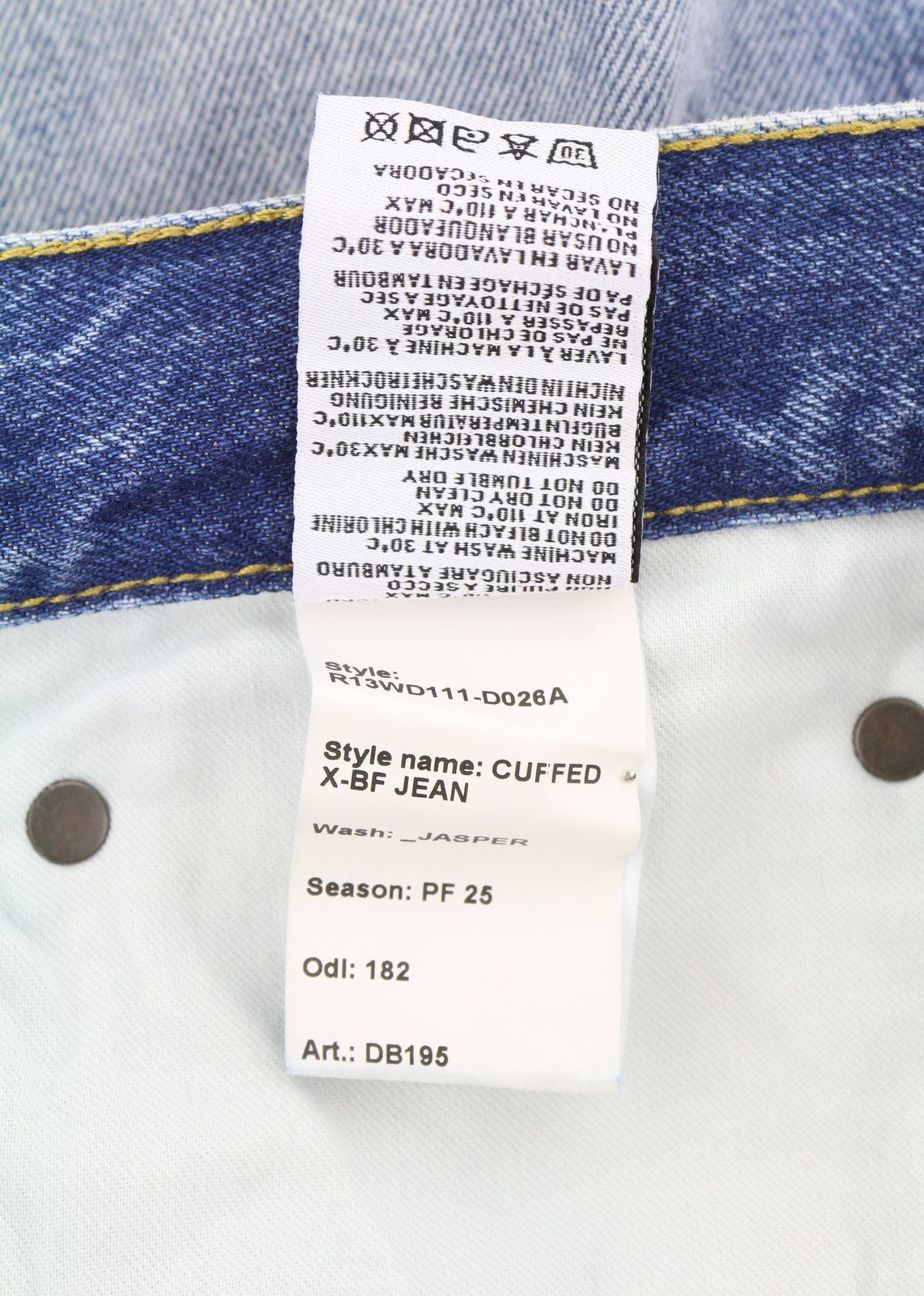 R13 CUFFED X-BF 29 Jasper Faded Denim 87200 Size 29" - 9 Thumbnail