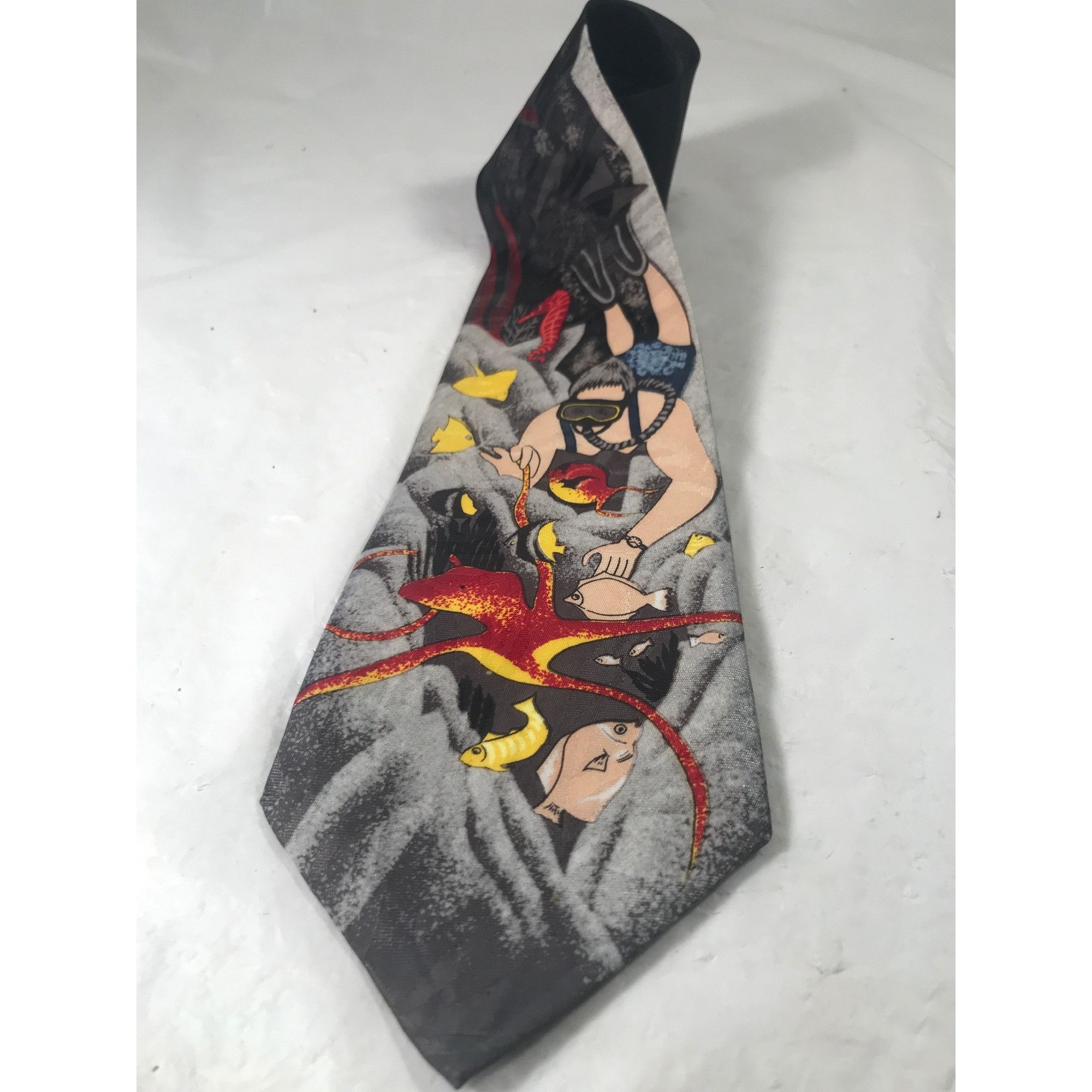 Vintage Vintage Marbella Men’s Black Silk Scuba Diver Neck Tie Size ONE SIZE - 1 Thumbnail