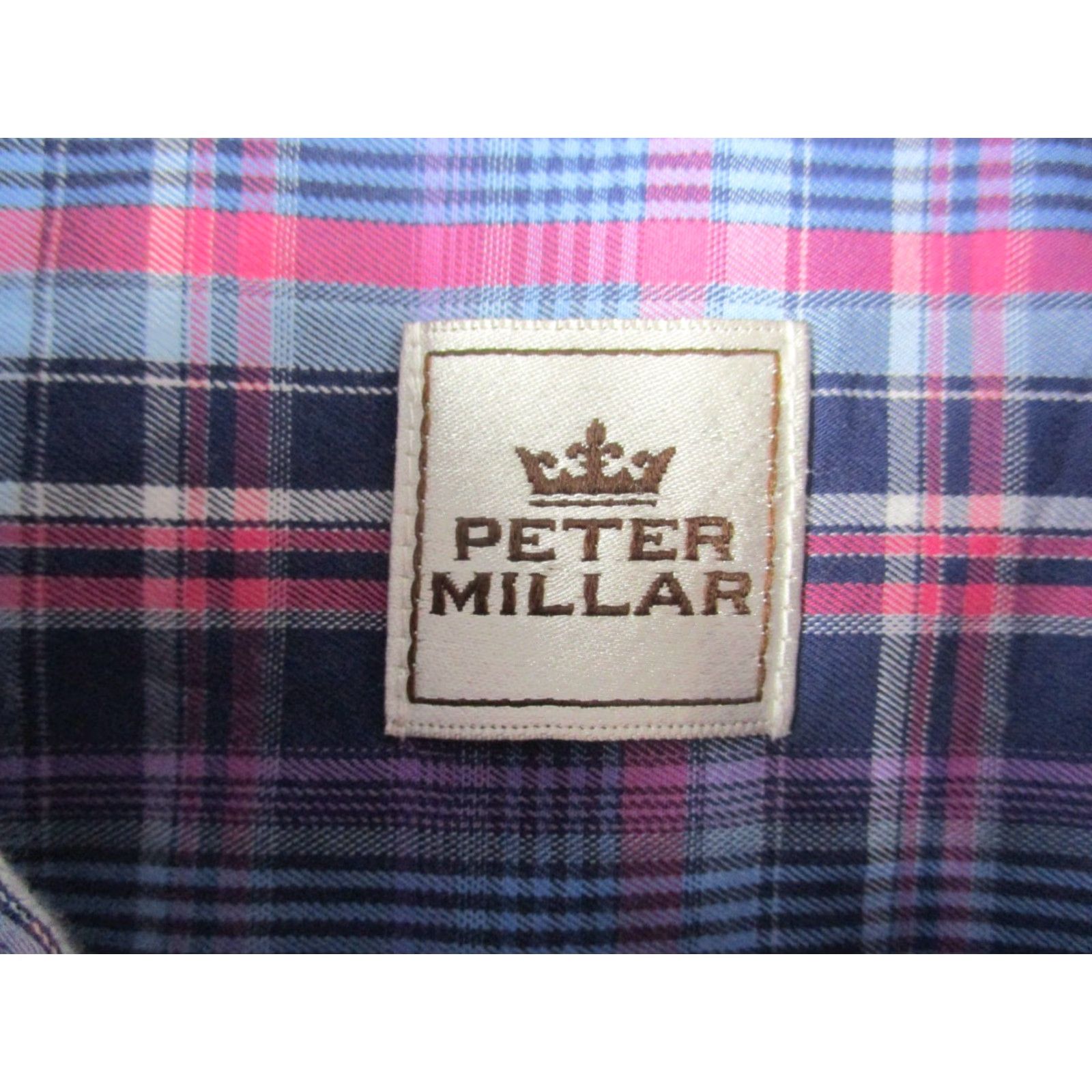 Peter Millar Peter Millar Dress Shirt Large Men Cotton Long Sleeve Blue Plaid Check Shirt Size 42R - 3 Thumbnail