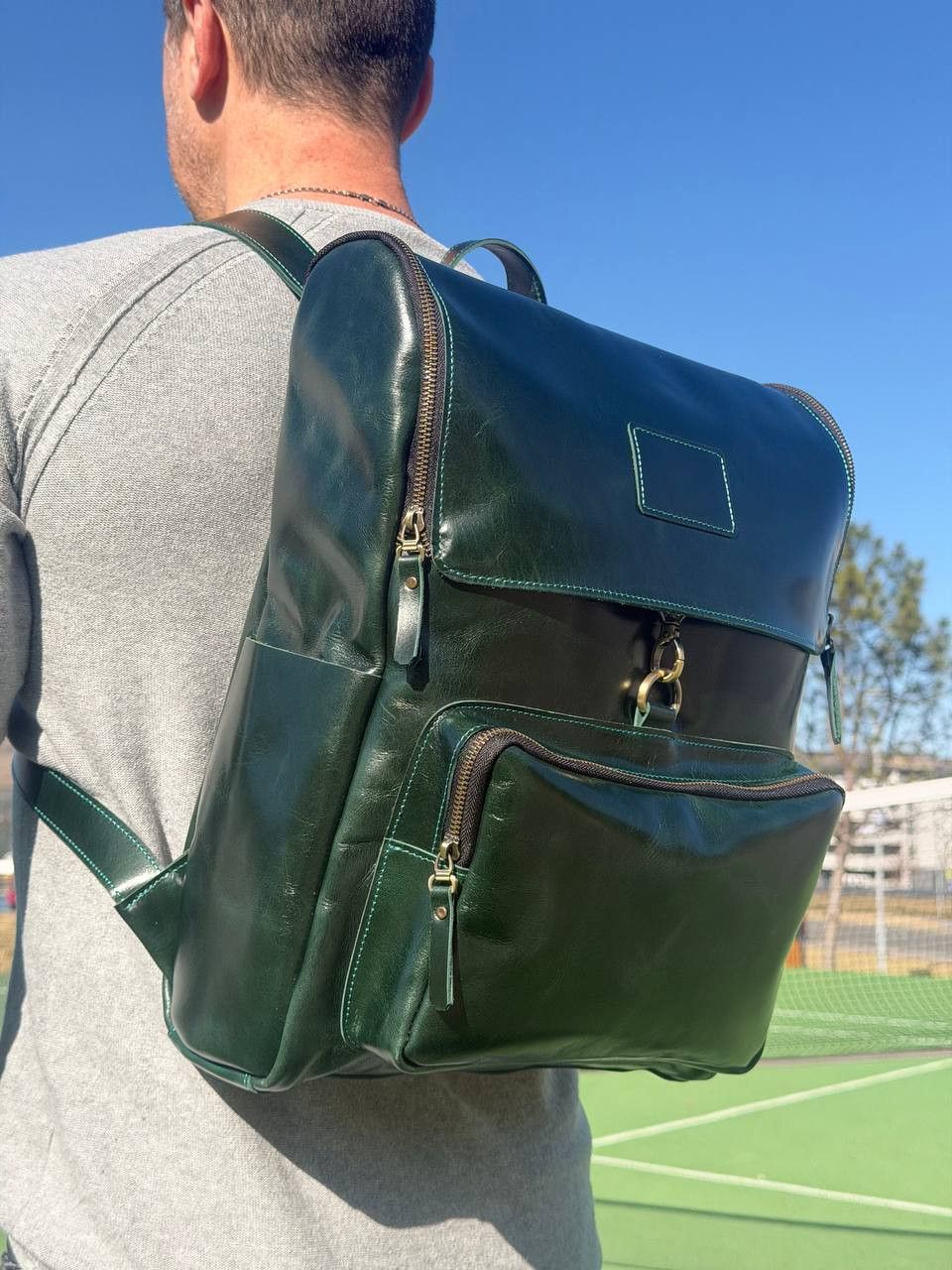 Handmade Leather backpack. Genuine leather Size ONE SIZE - 3 Thumbnail