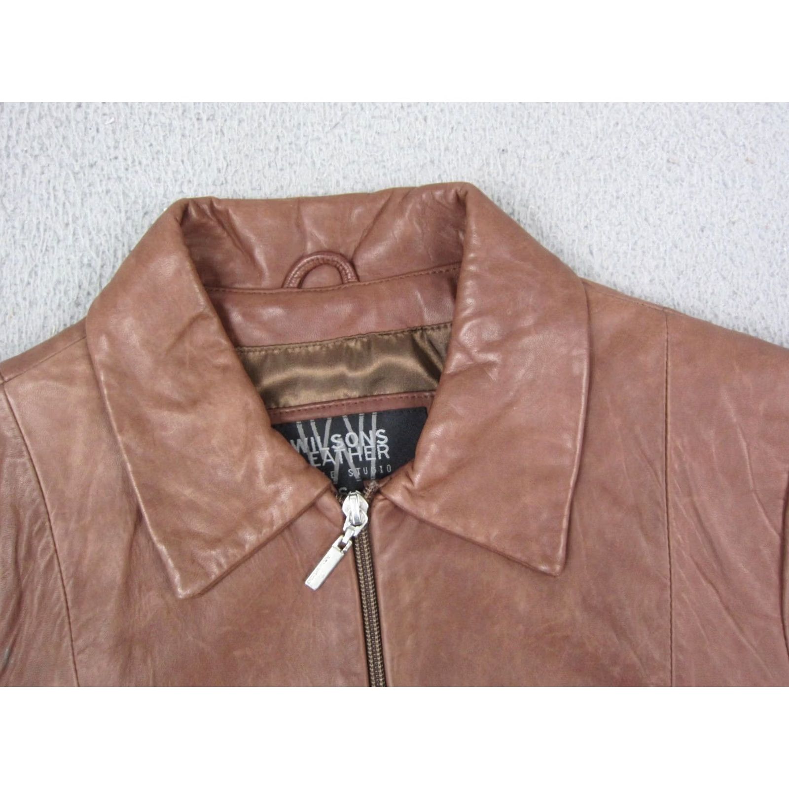 Vintage VINTAGE Wilsons Leather Jacket Womens Small Brown Pelle Studio Full Zip 90s Style Basic Jacket 90s Womens Black? Size S / US 4 / IT 40 - 2 Thumbnail