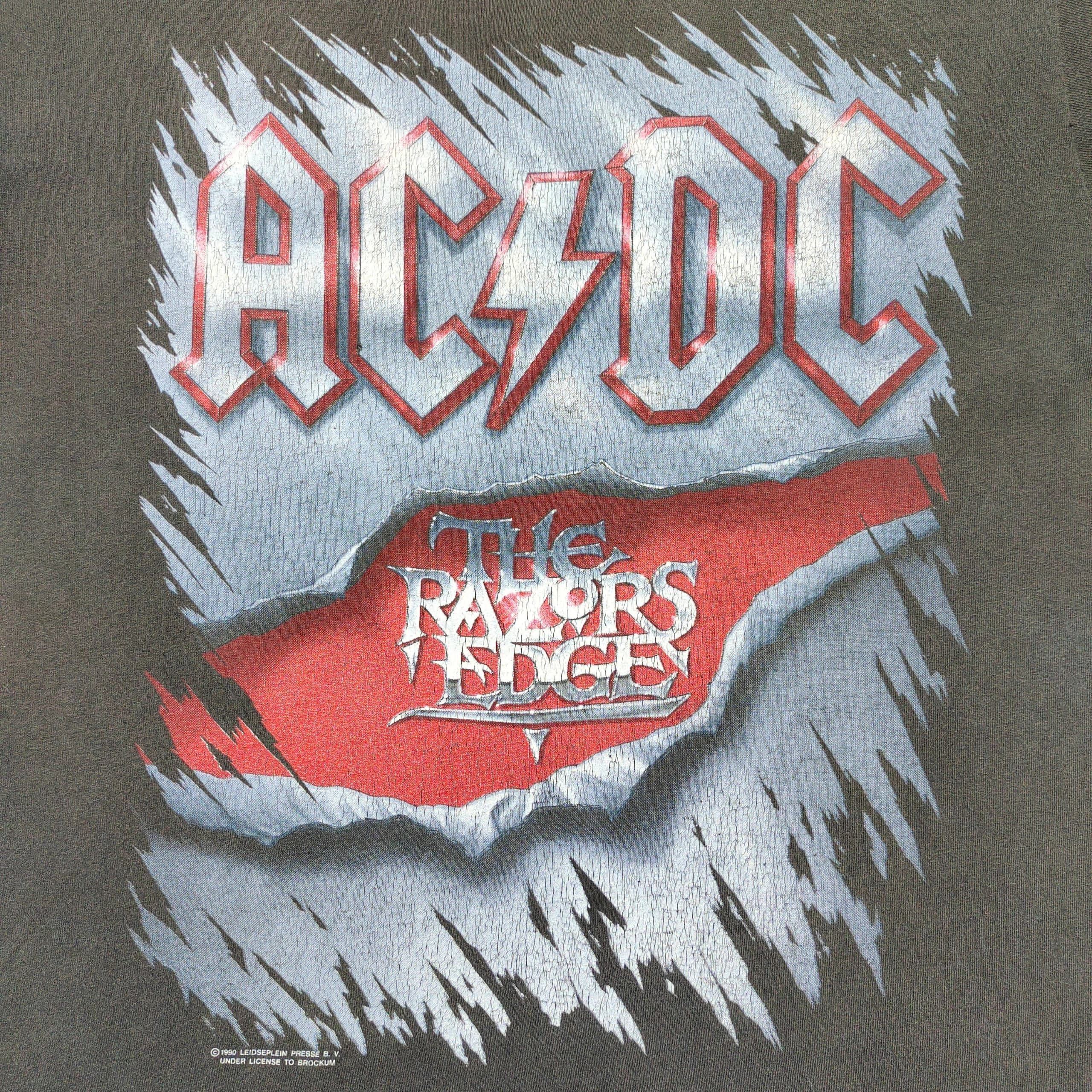 Band Tees VINTAGE DISTRESSED BROCKUM 1990 ACDC THE RAZORS EDGE T SHIRT Size US S / EU 44-46 / 1 - 3 Thumbnail