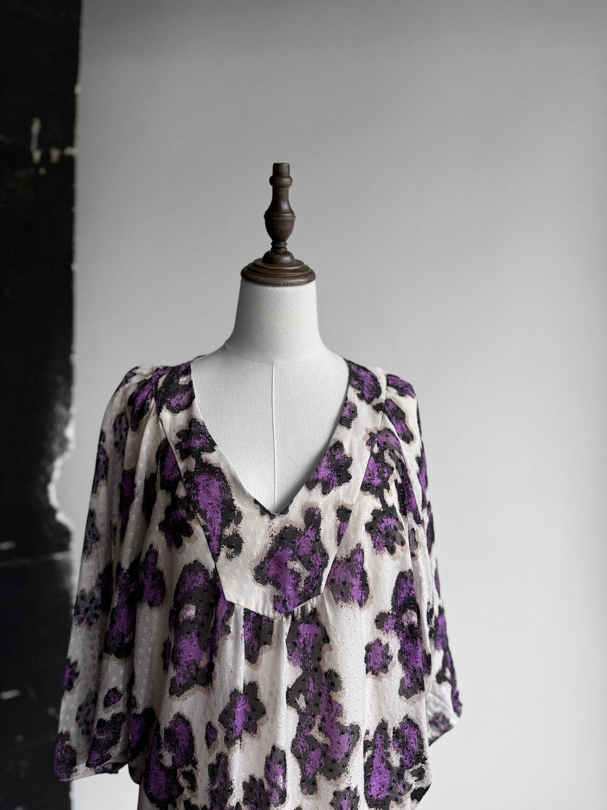 Designer × Vintage Boss Orange Womens Top Ivory Batwing Blouse Shirt Casual Size L / US 10 / IT 46 - 2 Thumbnail