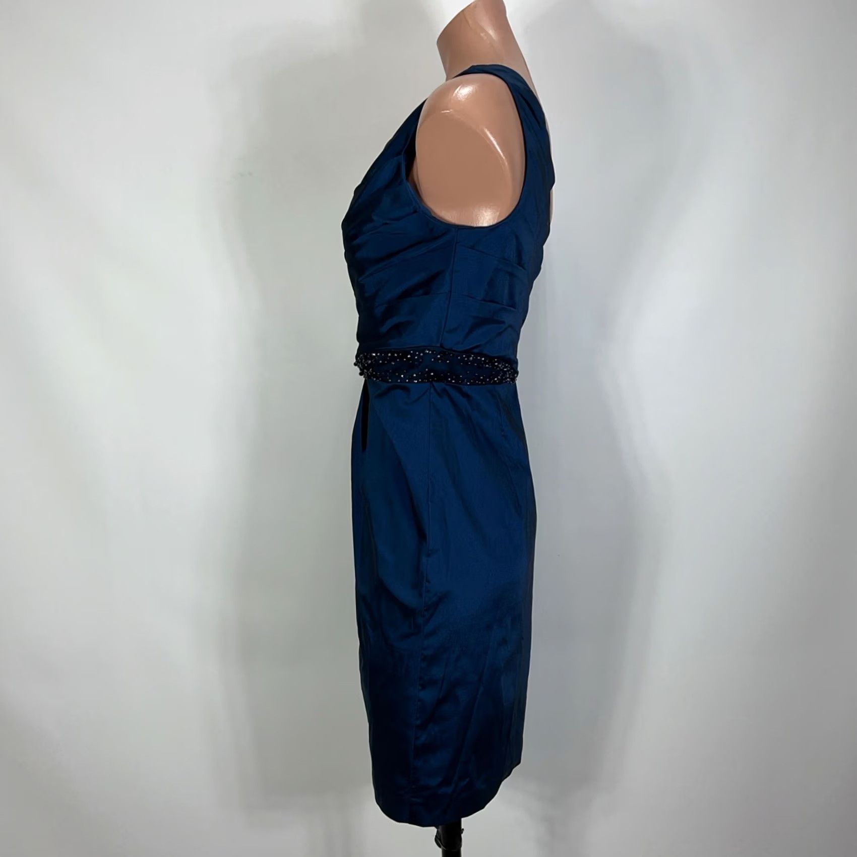 Adrianna Papell VINTAGE Adrianna Papell E! Live From the Red Carpet One Shoulder Blue Gown y2k BEADED Dress Size S / US 4 / IT 40 - 7 Thumbnail