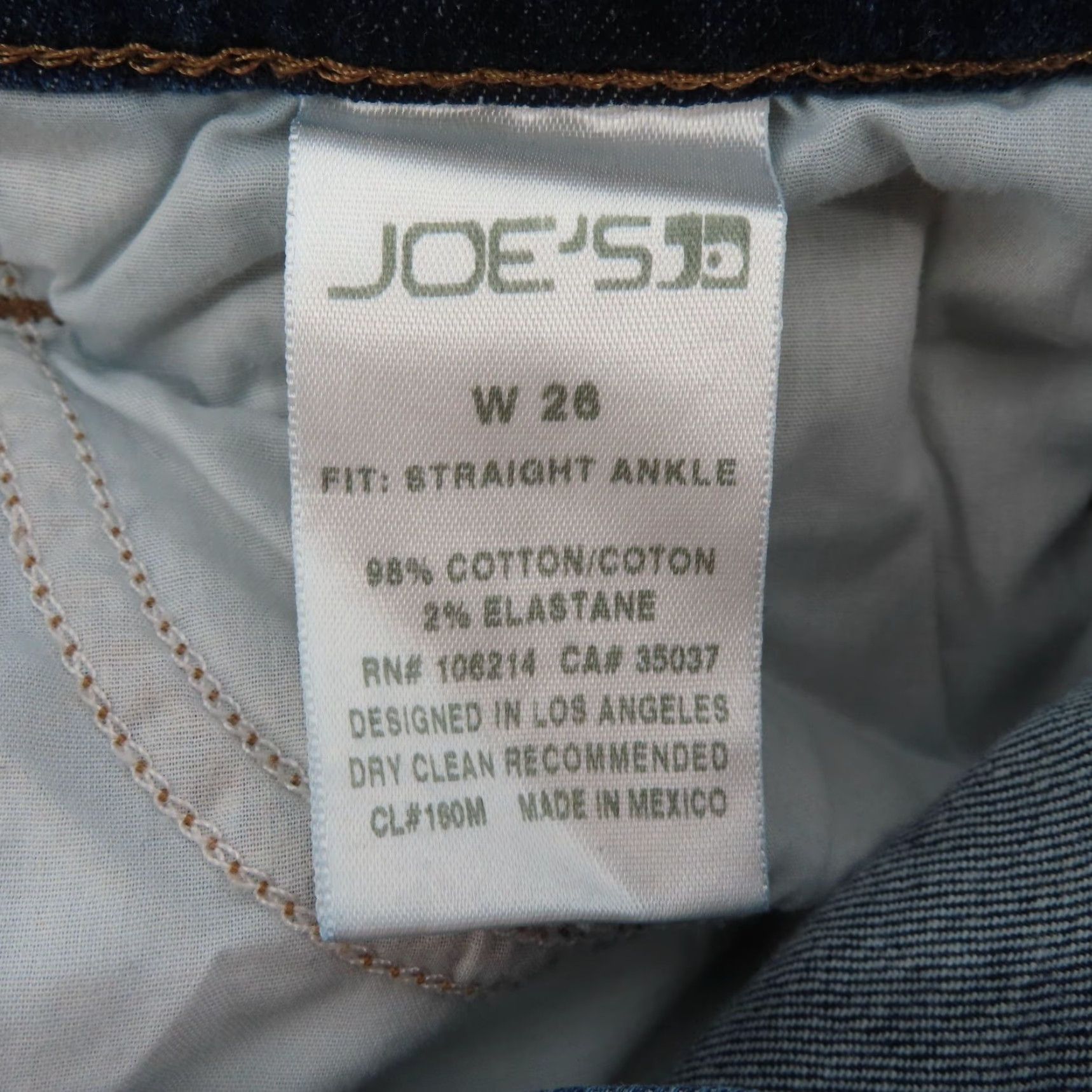 Vintage Joes Jeans Women 26 Straight Ankle Solid Dark Blue Wash Denim Pants Cotton Blend - 5-Pocket Style Regular Fit Size 26" / US 2 / IT 38 - 7 Thumbnail