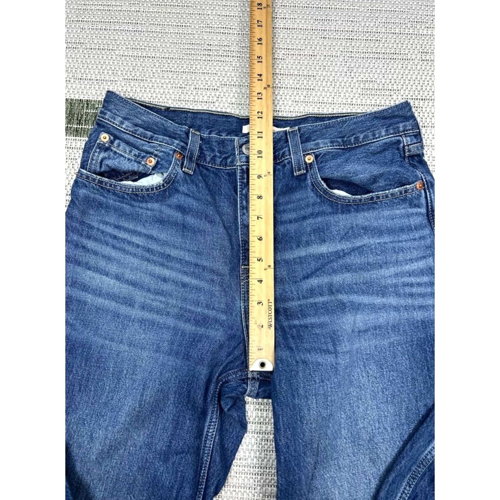 Levi's Levi'S Low Pro Straight Jeans Womens 29 Blue Denim Logo Distressed Mid Rise 31x30 Size 29" - 5 Thumbnail