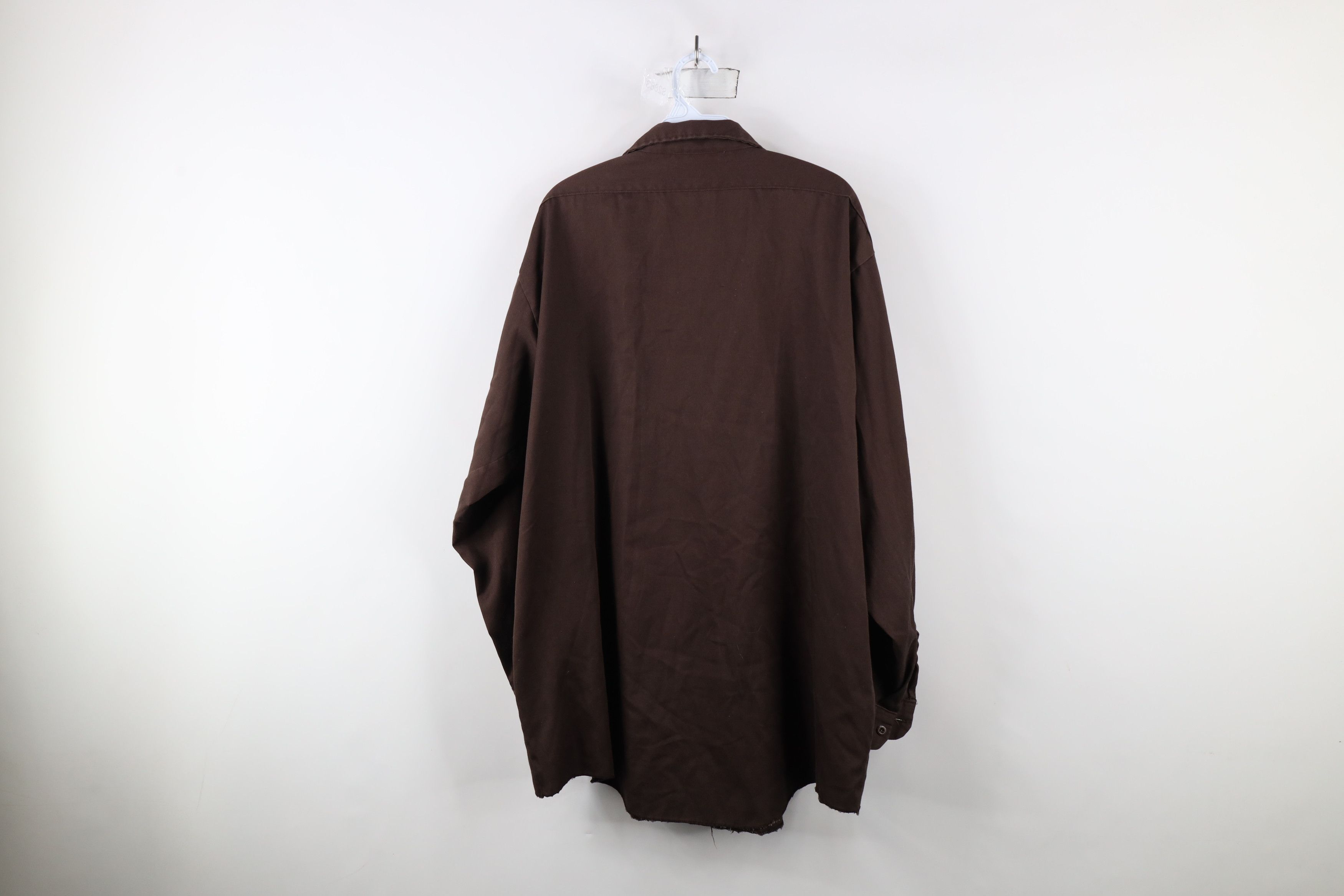 Dickies × Vintage Vintage 90s Dickies Workwear Mechanic Button Shirt Brown USA Size US L / EU 52-54 / 3 - 11 Thumbnail