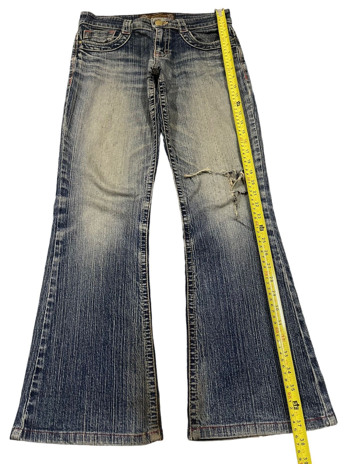 If Six Was Nine Vintage Japanese Brand Blue Wash Distress Style Flare Jeans Size US 30 / EU 46 - 9 Thumbnail
