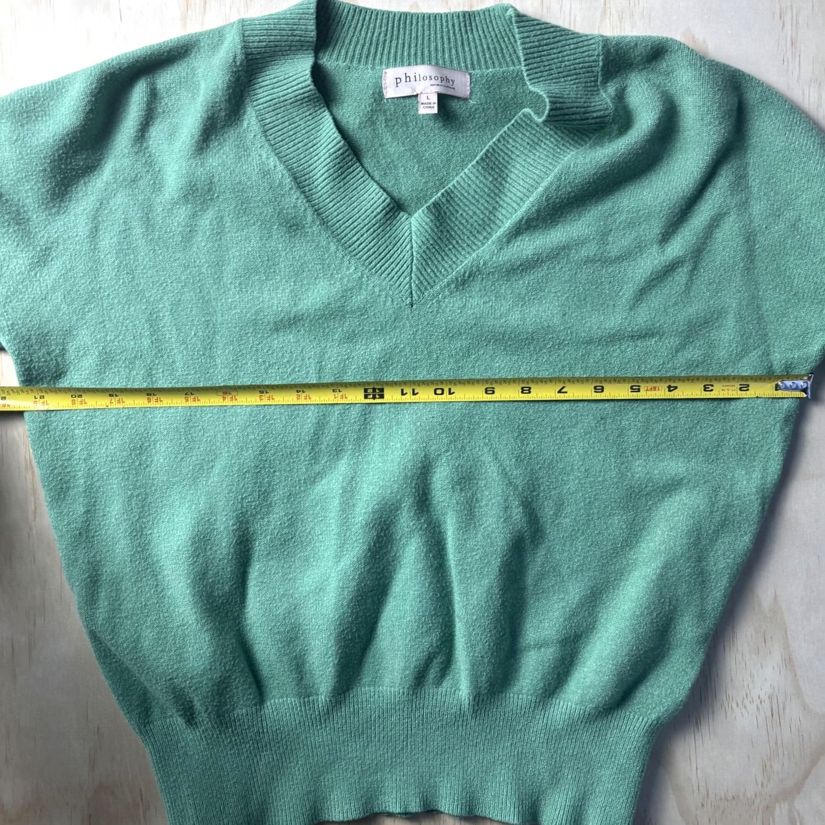 Vintage Philosophy Republic Clothing Sweater Womens Large Green V-Neck Knit Pullover Size L / US 10 / IT 46 - 4 Thumbnail