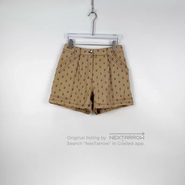 Hermes Hermes Khaki Full Logo Leather Tag Denim Cotton Shorts Size 25" / US 0 / IT 36 - 3 Thumbnail