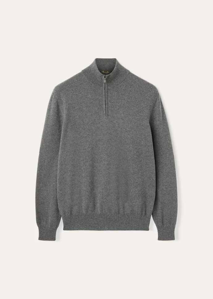 Loro Piana o1w1db10425 FAI5380 Mezzocollo Sweater in Grey Size US XL / EU 56 / 4 - 1 Thumbnail