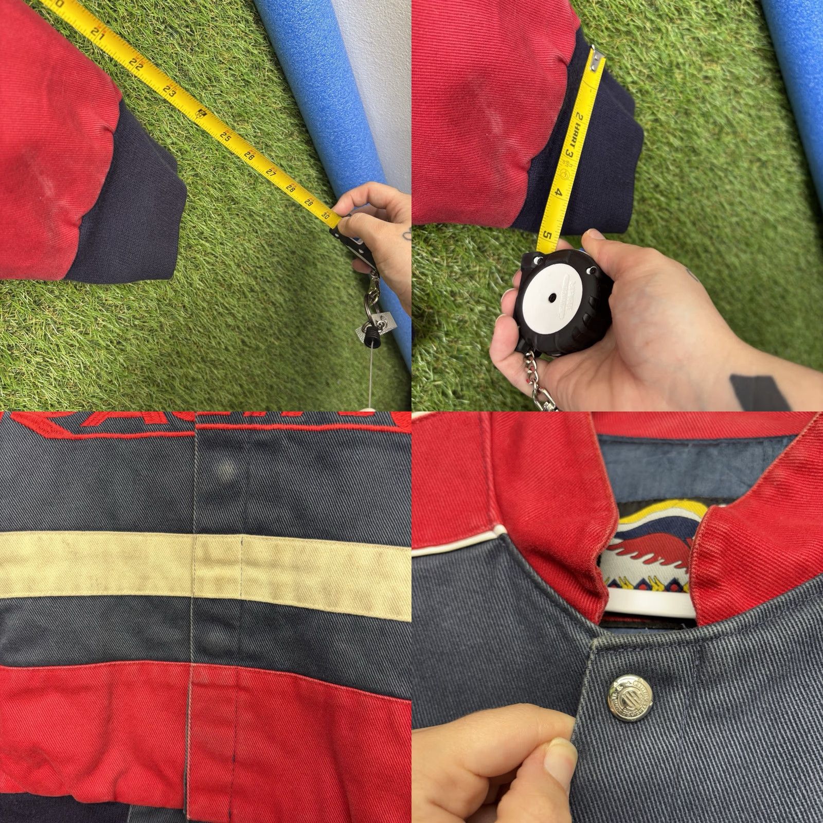Vintage Yes Jeff Hamilton Brand JH Designs Ford Motor Company NASCAR Racing Jacket Mens XL Denim Cotton Bomber Zip? Snap?
