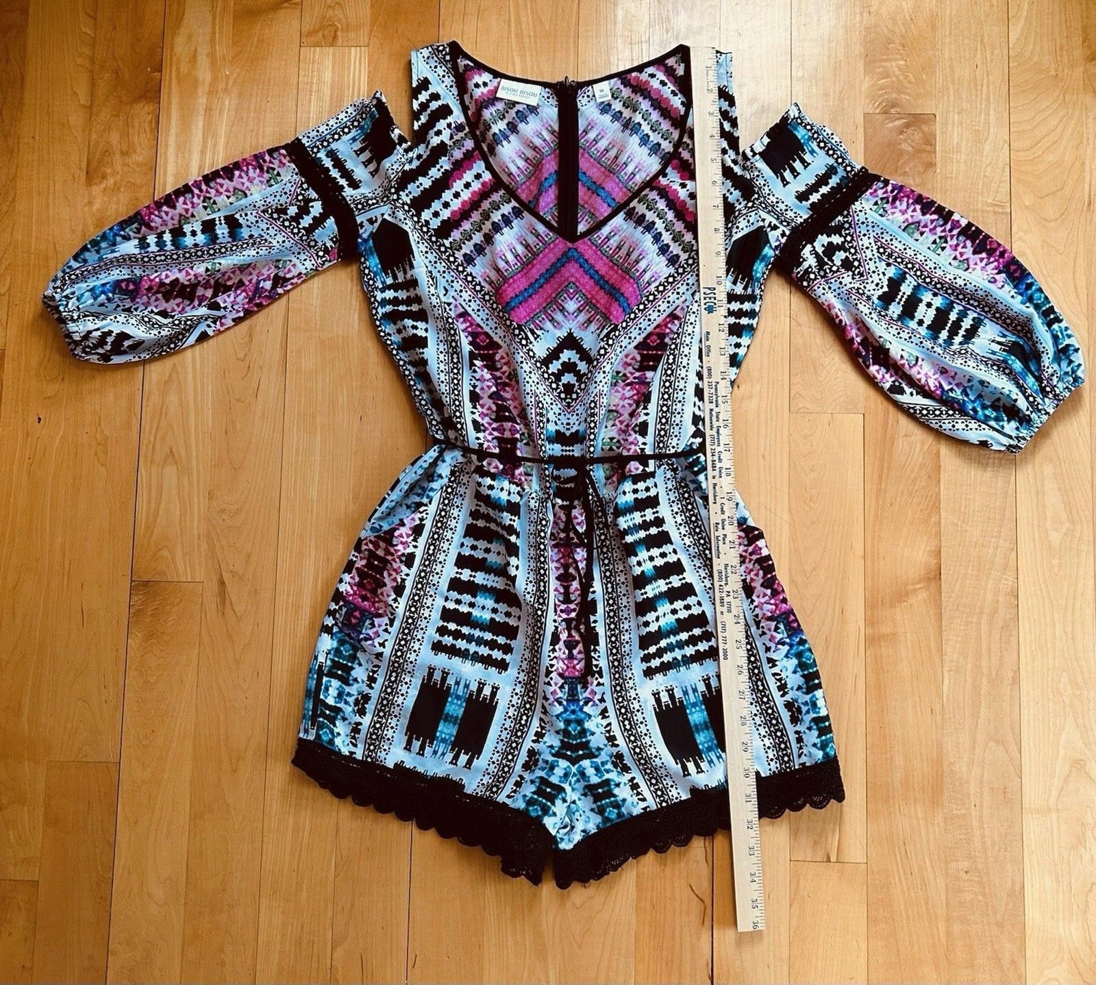 Other Bisou Bisou, Michelle Bohbot Multi Color Print Lace Romper M Size 32" / US 10 / IT 46 - 8 Thumbnail