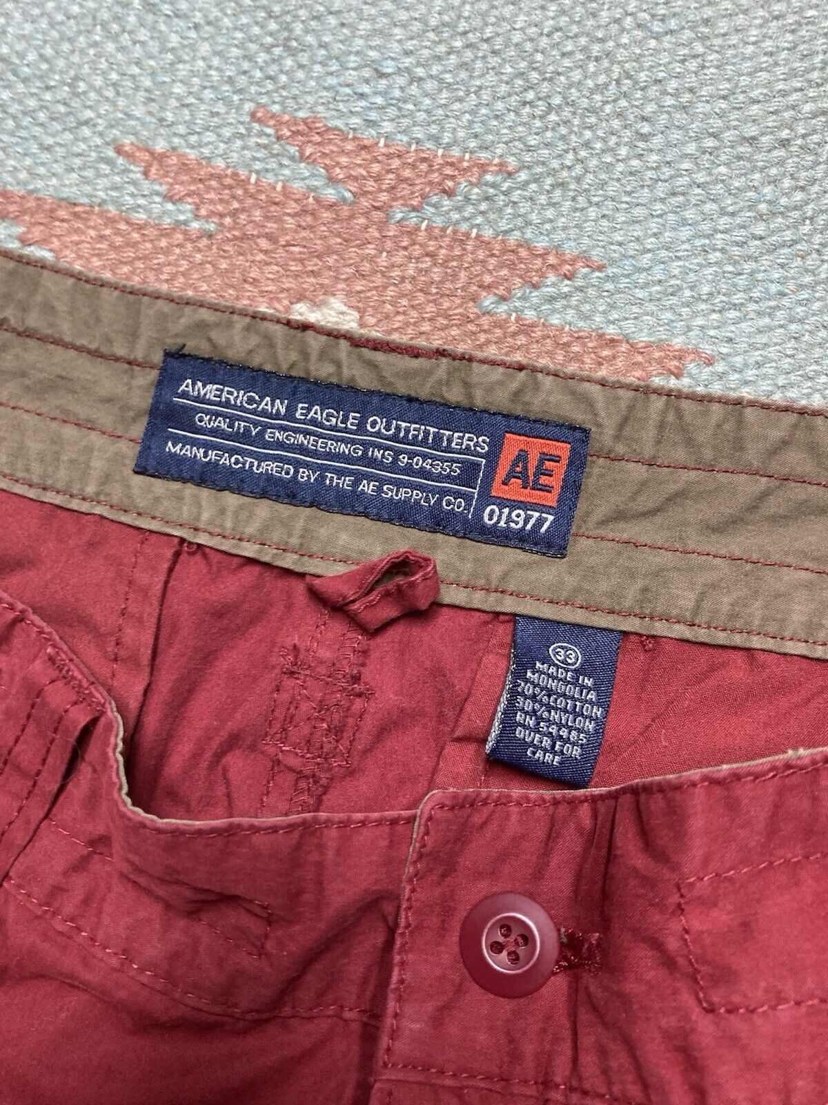 American Eagle Outfitters × Vintage y2k American eagle cargo shorts baggy skater dark red 33 Size US 33 - 6 Thumbnail