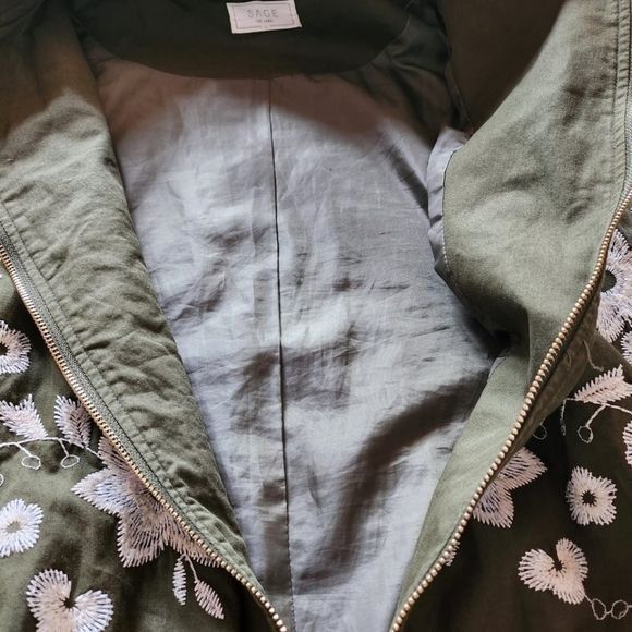 Sage Sage The Label Embroidered Floral Lined Full Zip Sz. L Jacke Size L / US 10 / IT 46 - 6 Thumbnail