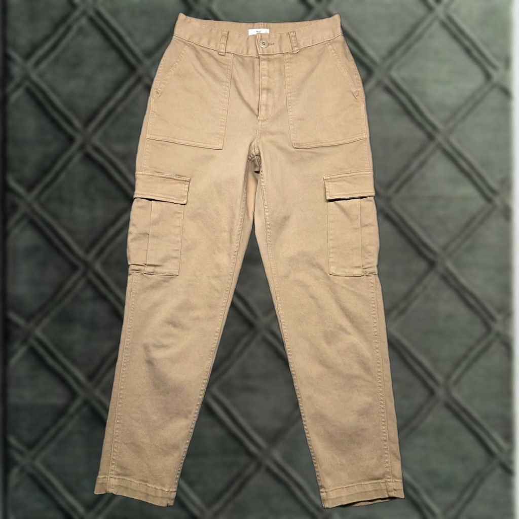 TNA VINTAGE? No. Tna Pants Womens 6 Cargo High Rise Straight Leg Utility Stretch Casual Beige/ Tan Cotton Spandex Twill Size 28" / US 6 / IT 42 - 1 Thumbnail