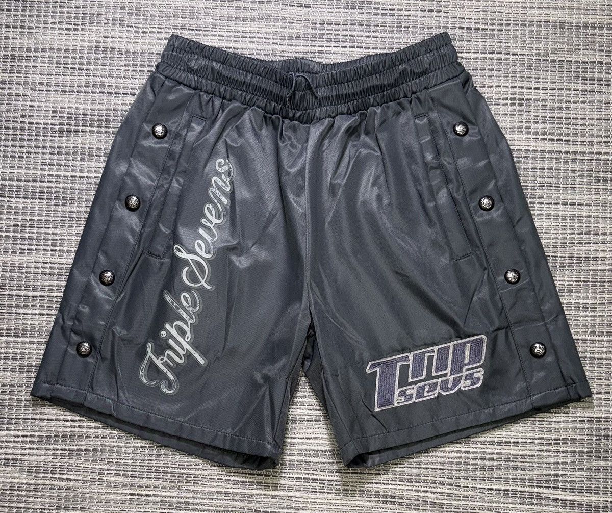 Triple Sevens Grey Nylon Button Up Shorts