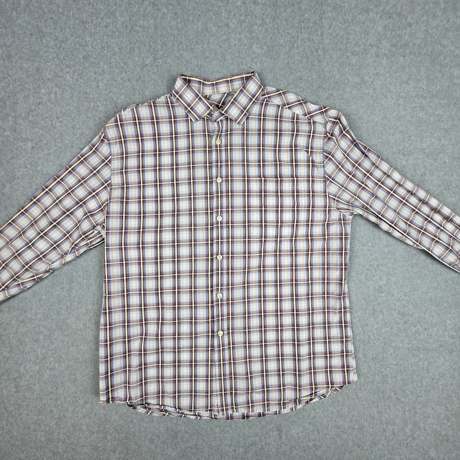 Pronto Uomo Pronto Uomo XL Long Slv Button Down Brown Blue Plaid Shirt Size US XL / EU 56 / 4 - 7 Thumbnail