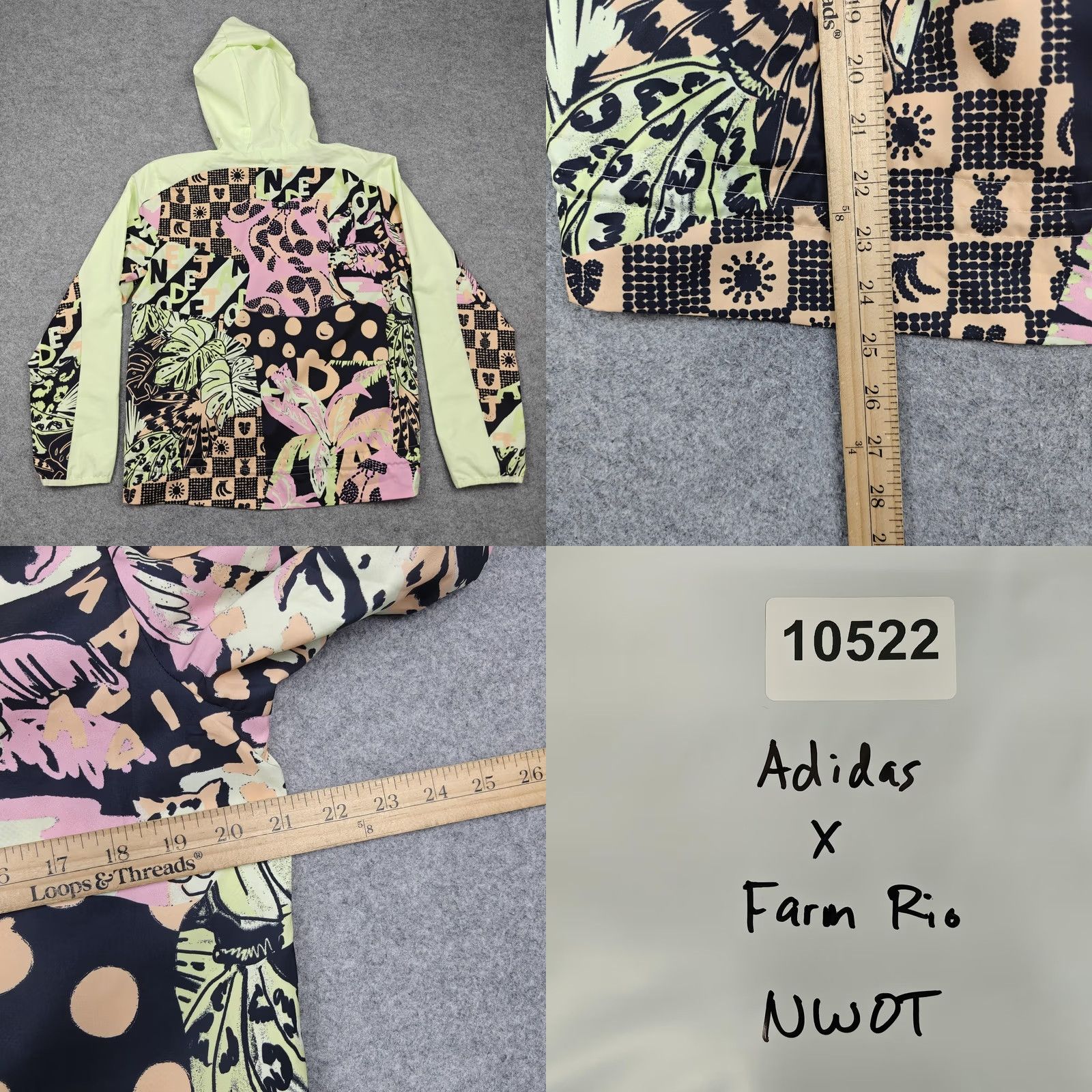 Adidas Adidas Farm Rio Womens Hooded Windbreaker Jacket M Multicolor Tropical Zip Size M / US 6-8 / IT 42-44 - 8 Thumbnail