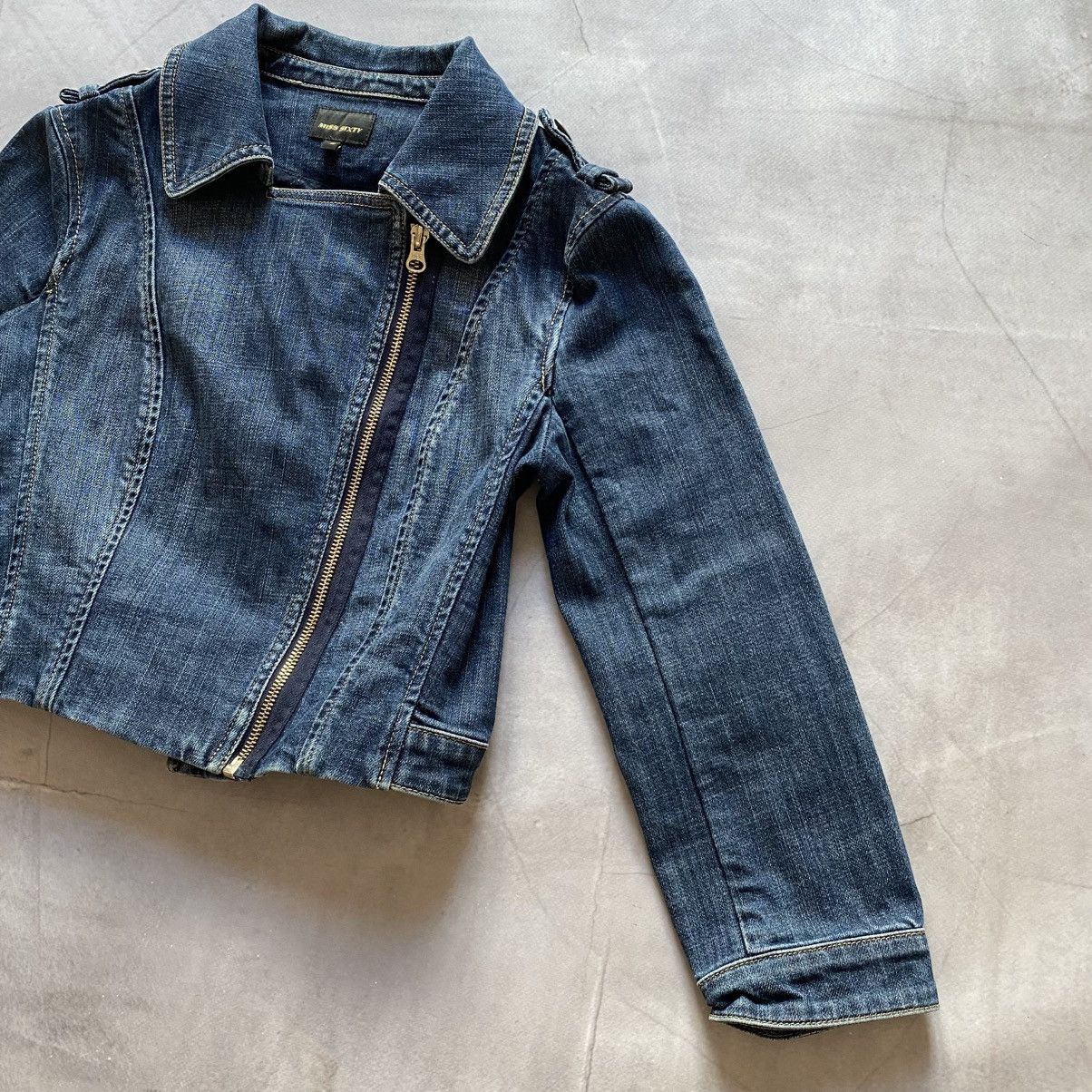 Hysteric Glamour Japan Miss Sixty Cropped Denim Biker Jacket Side Zip Y2K Size S / US 4 / IT 40 - 3 Thumbnail