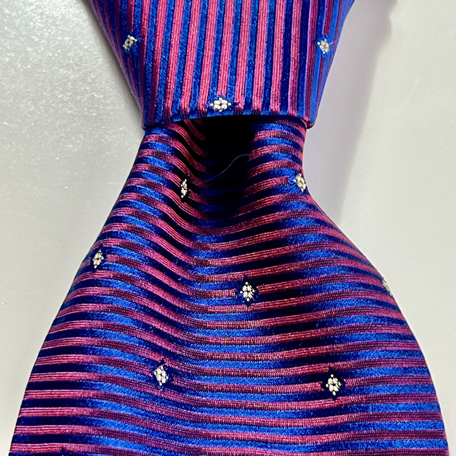 Valentino Valentino Cravatte Tie Made In Italy Red Blue Silk Necktie Size ONE SIZE - 4 Thumbnail