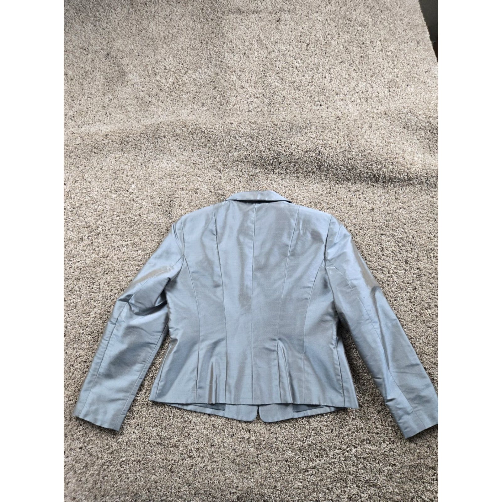 Talbots VINTAGE Talbots Blazer Jacket Womens 8 Petites 100% Silk One Button Slim Tailored Silver Notch Single-Breasted Pant Suit Ladies? Size M / US 6-8 / IT 42-44 - 5 Thumbnail