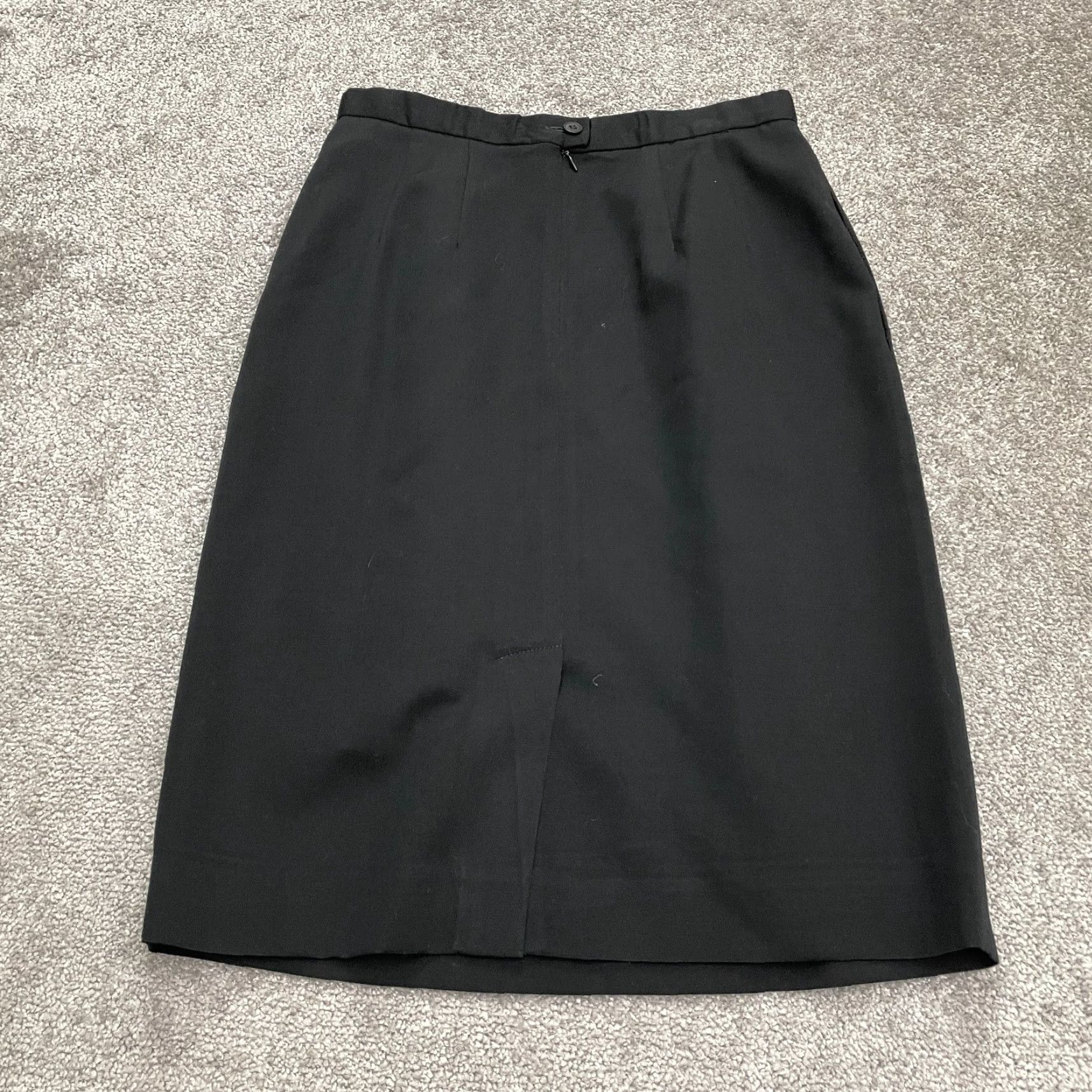 Lands' End Lands' End Wool Midi Skirt Womens 8 Regular Black Back Slit Workwear Size 30" / US 8 / IT 44 - 2 Thumbnail
