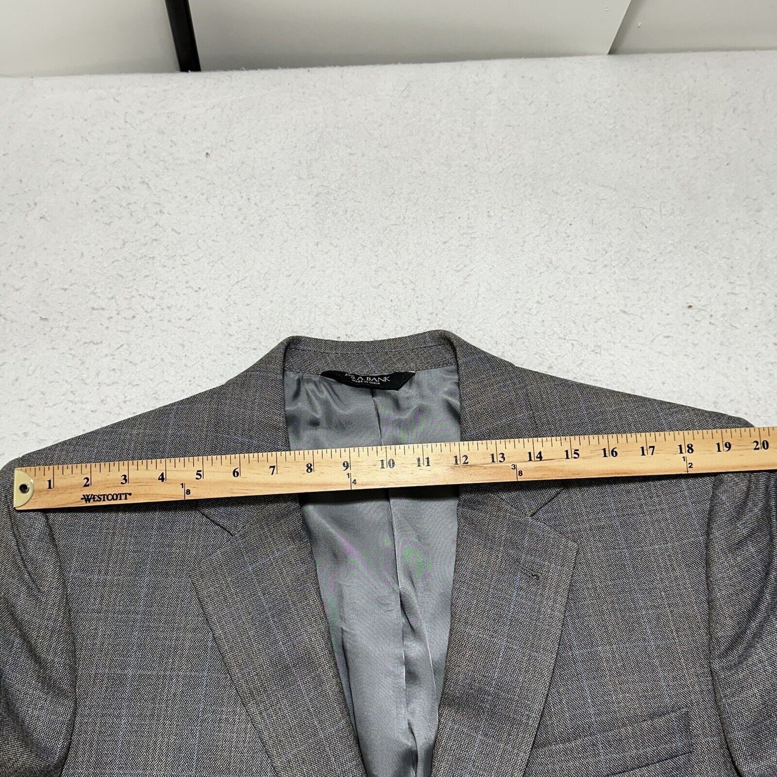Jos. A. Bank Jos. A. Bank 43R Silk Wool Gray Plaid Striped Suit Jacket Size 42R - 13 Thumbnail