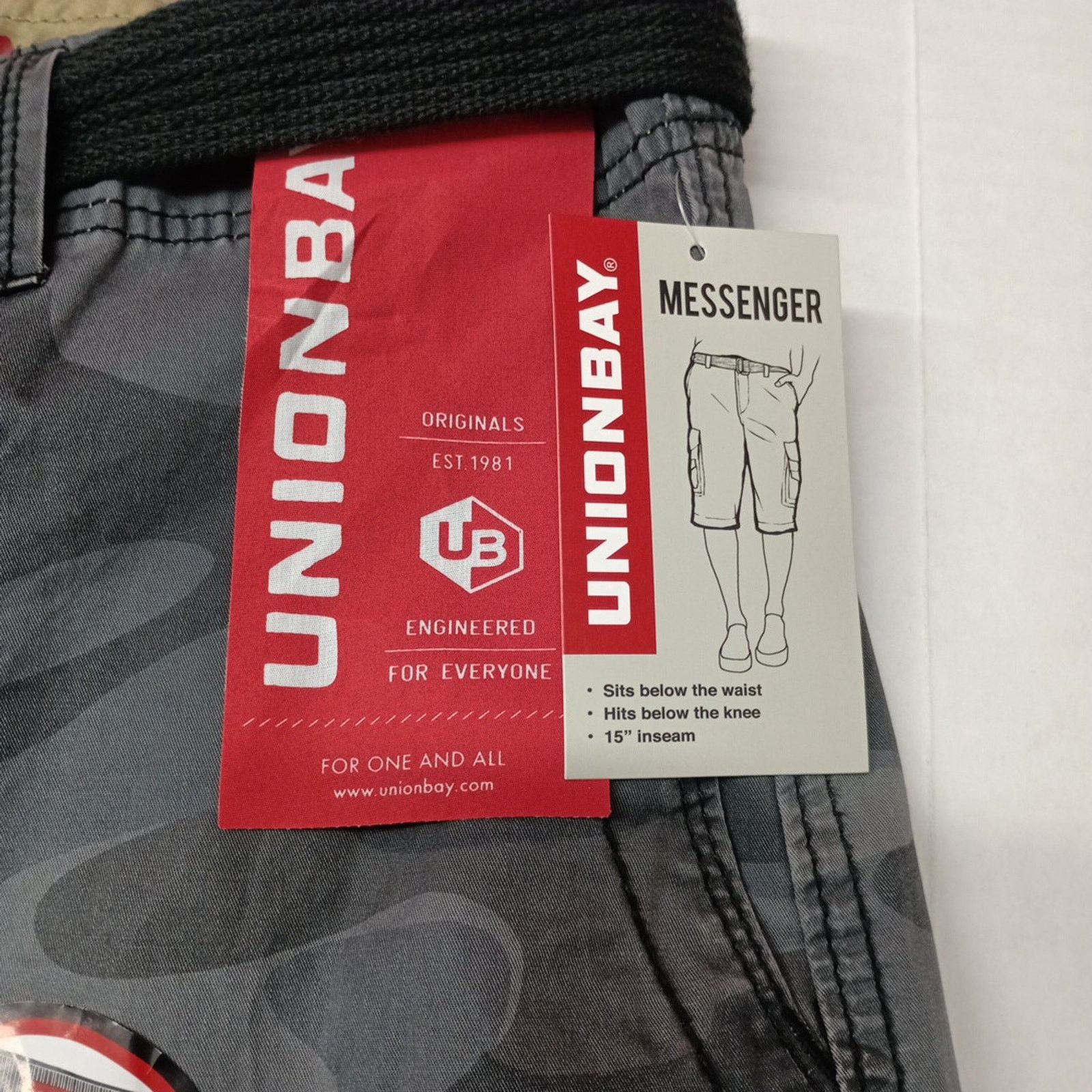 UNIONBAY Unionbay Men's Cargo Shorts Size 38 Black Gray Camo + Belt Size US 38 / EU 54 - 3 Thumbnail