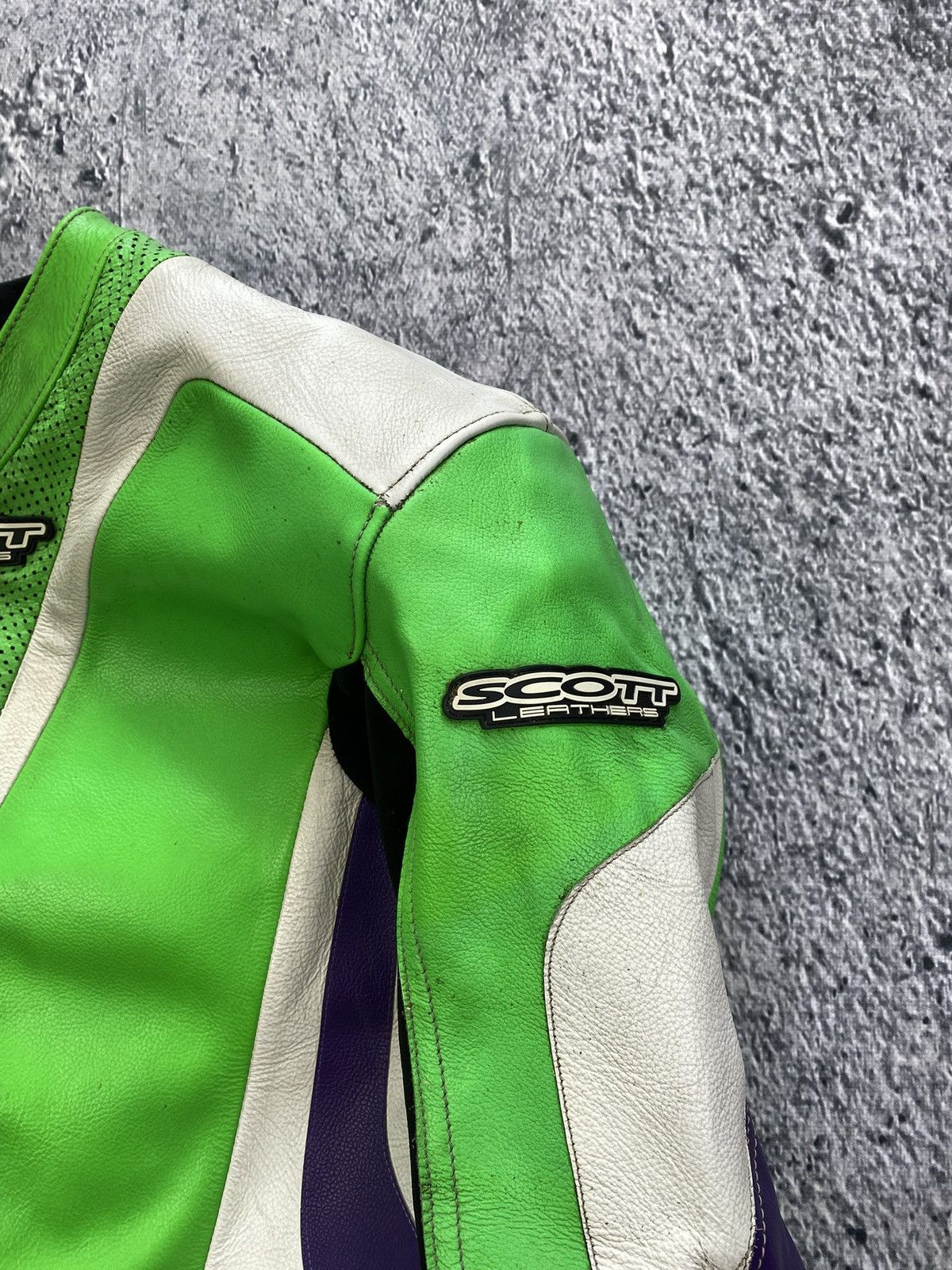 Vintage Leather Jacket Racing Kawasaki Scott USA