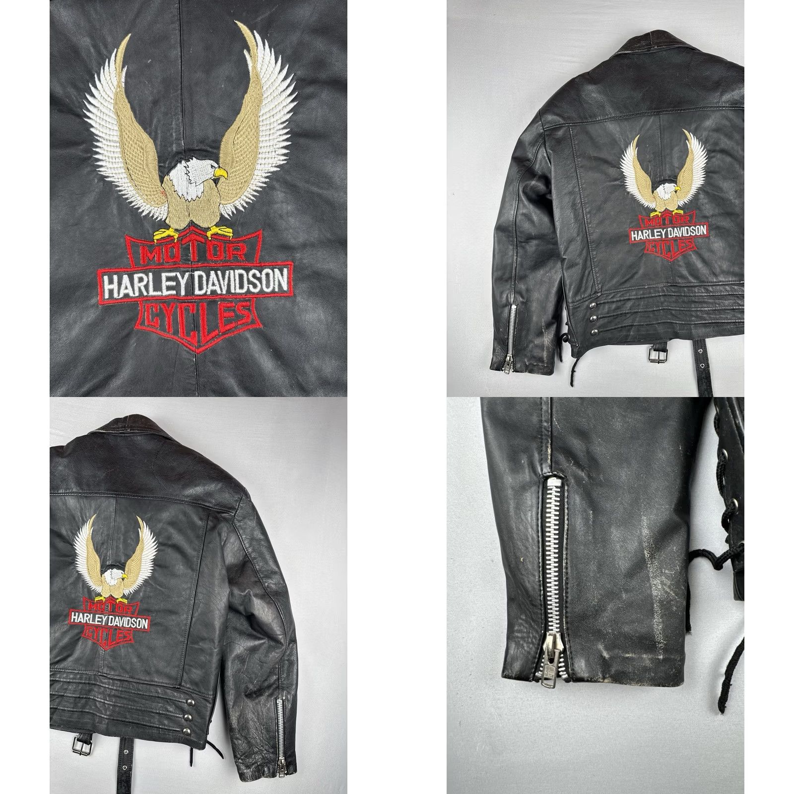 Harley Davidson VINTAGE Harley Davidson Leather Motorcycle Jacket Eagle Piel Mexico Biker M Mens Black Jacket Size US M / EU 48-50 / 2 - 10 Thumbnail