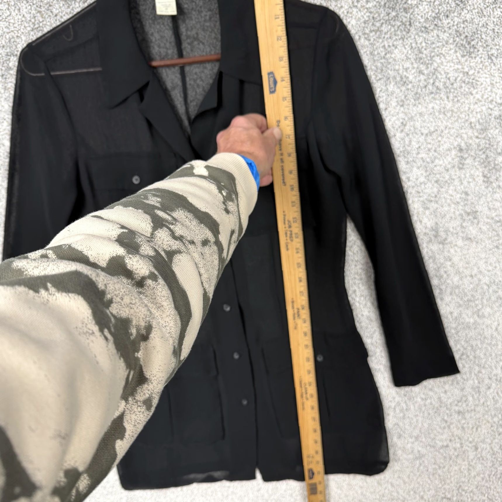 Express VINTAGE Express Tunic Shirt 90s Gothic Grunge Black S Women Long Sleeve Button-Up Pockets Sheer Size ONE SIZE - 2 Thumbnail