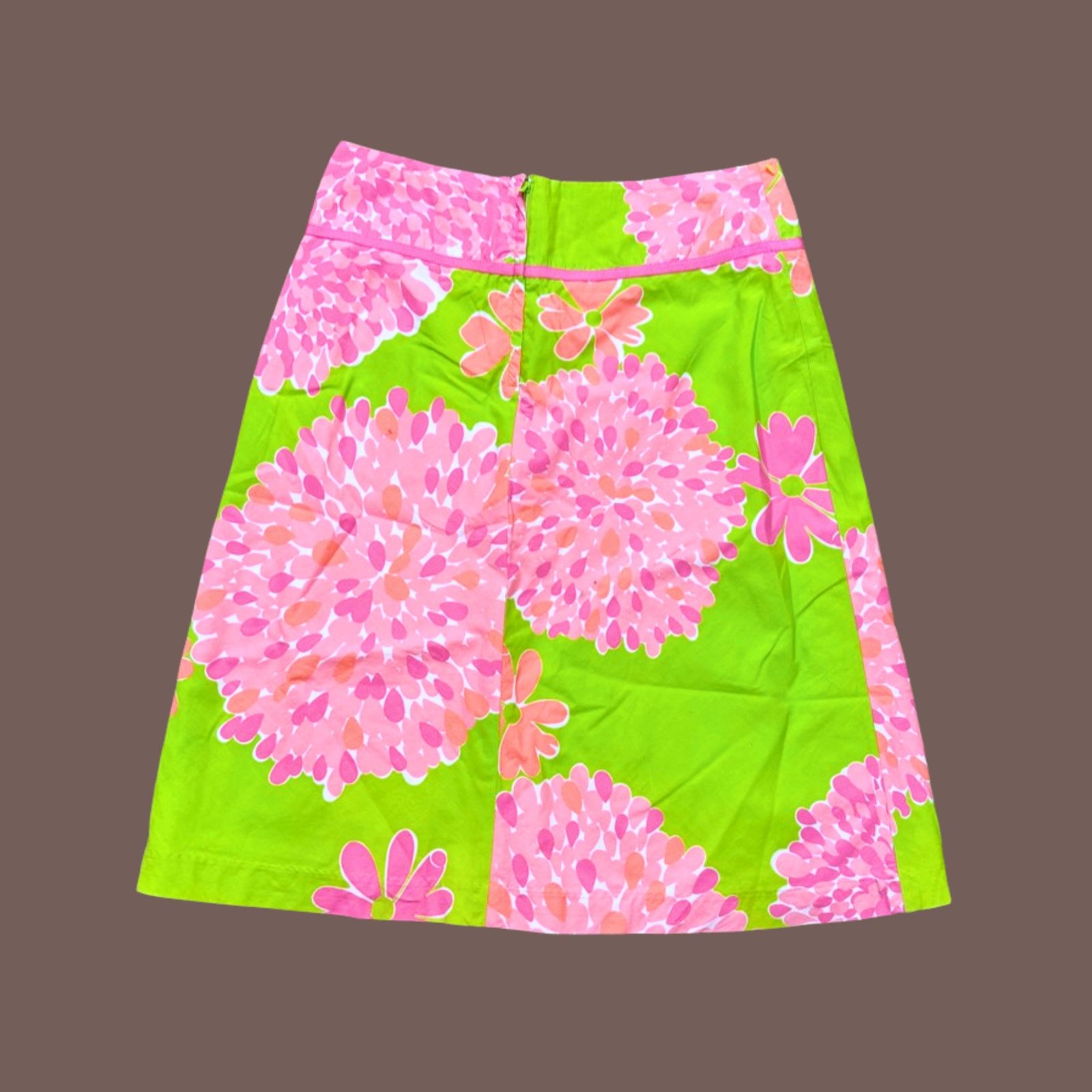 Lilly Pulitzer VTG A-Line Skirt | Lilly Pulitzer Green Pink Floral | Y2K Size 30" / US 8 / IT 44 - 2 Thumbnail