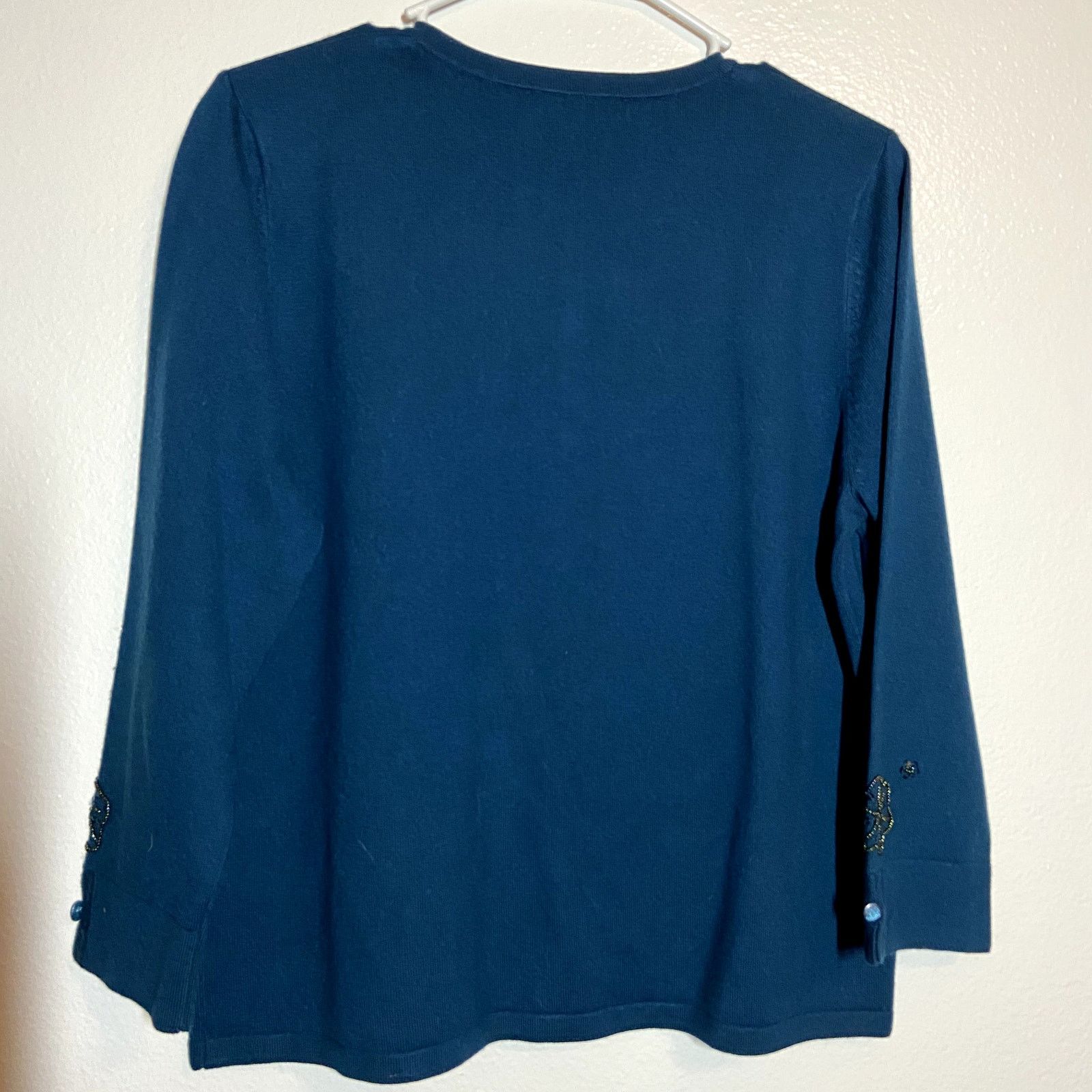 Pendleton Pendleton Cardigan Silk Cashmere Sequin Embellished Teal M Size M / US 6-8 / IT 42-44 - 5 Thumbnail