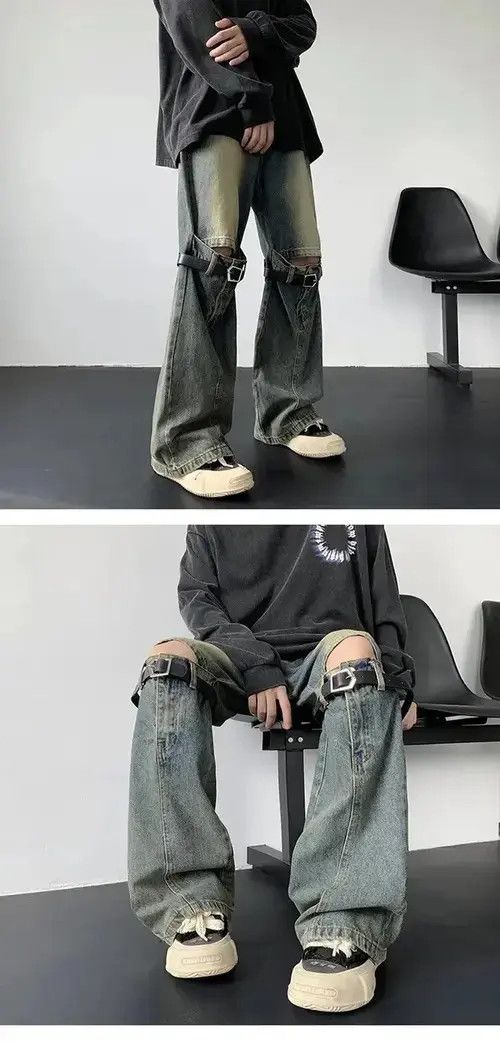Jean Belt Hollow Flare Jeans Size US 33 - 3 Thumbnail