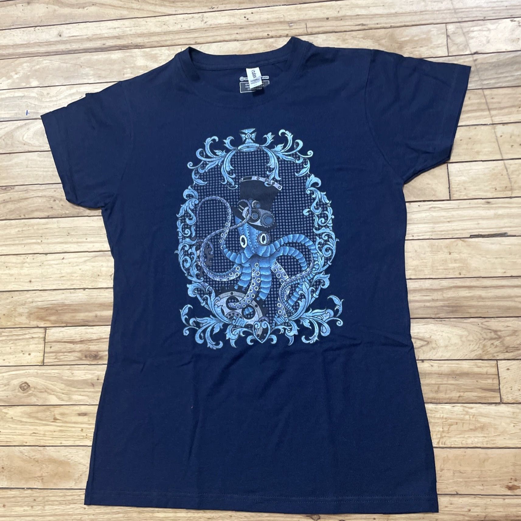 Tultex TULTEX T Shirt Womens XL Octopus Graphic Tee Tultex213 Y2k Steampunk Crew Blue Shirt Womens XL Octopus Graphic Tee Tultex213 Y2k Steampunk Blue Size XL / US 12-14 / IT 48-50 - 3 Thumbnail