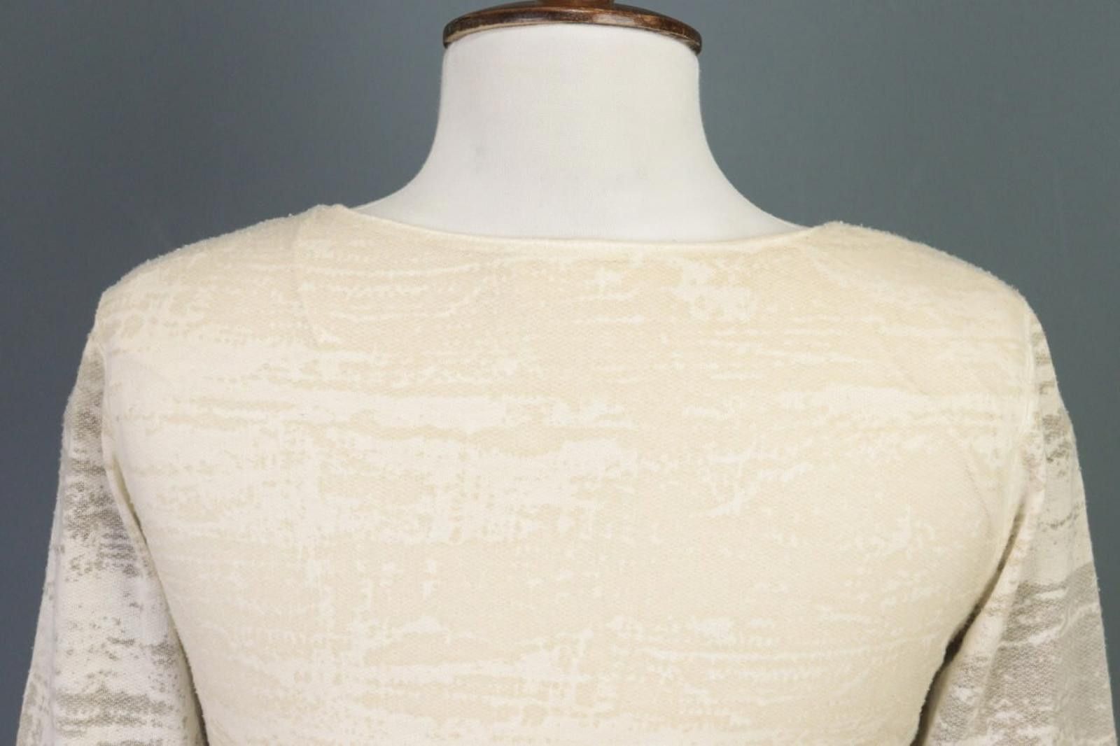 Designer Elisa Cavaletti Sono Italiano Beige Jasquard Blouse Top Size M / US 6-8 / IT 42-44 - 11 Thumbnail