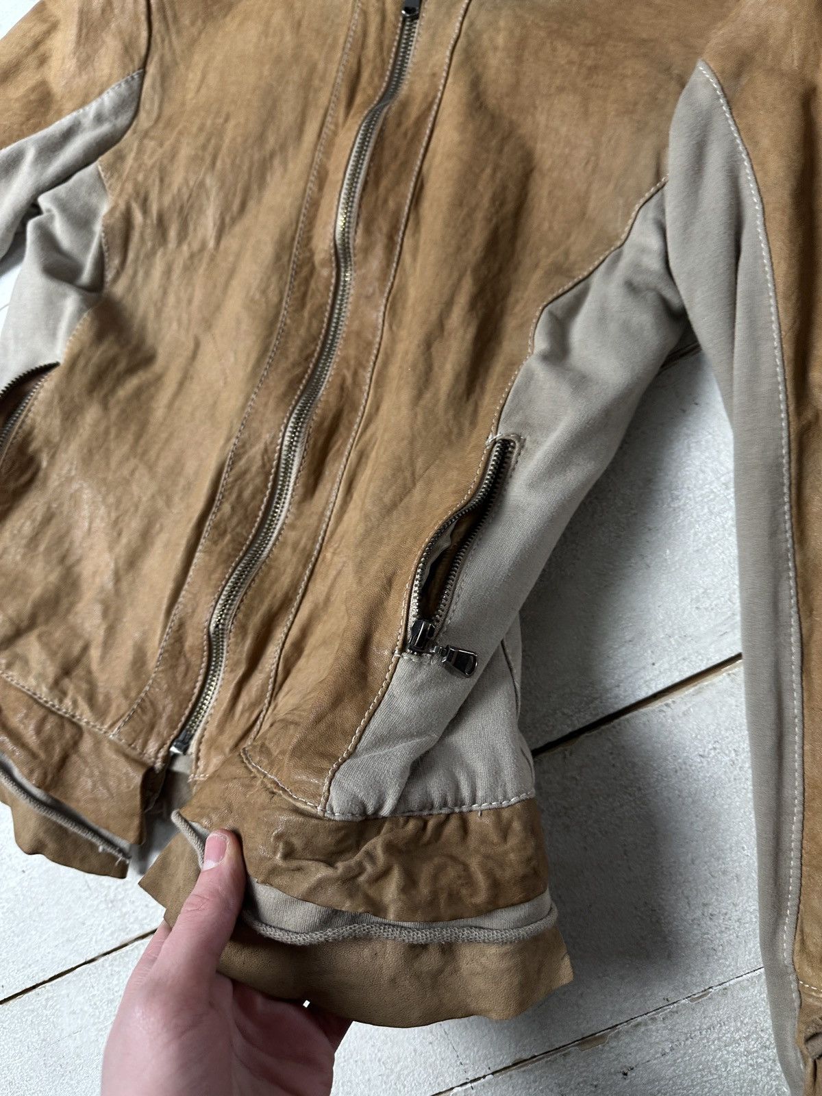Other 🚨Y2K RICK OWENS TYPE DIRTY SLIM FIT ZIP LEATHER JACKET Size L / US 10 / IT 46 - 3 Thumbnail