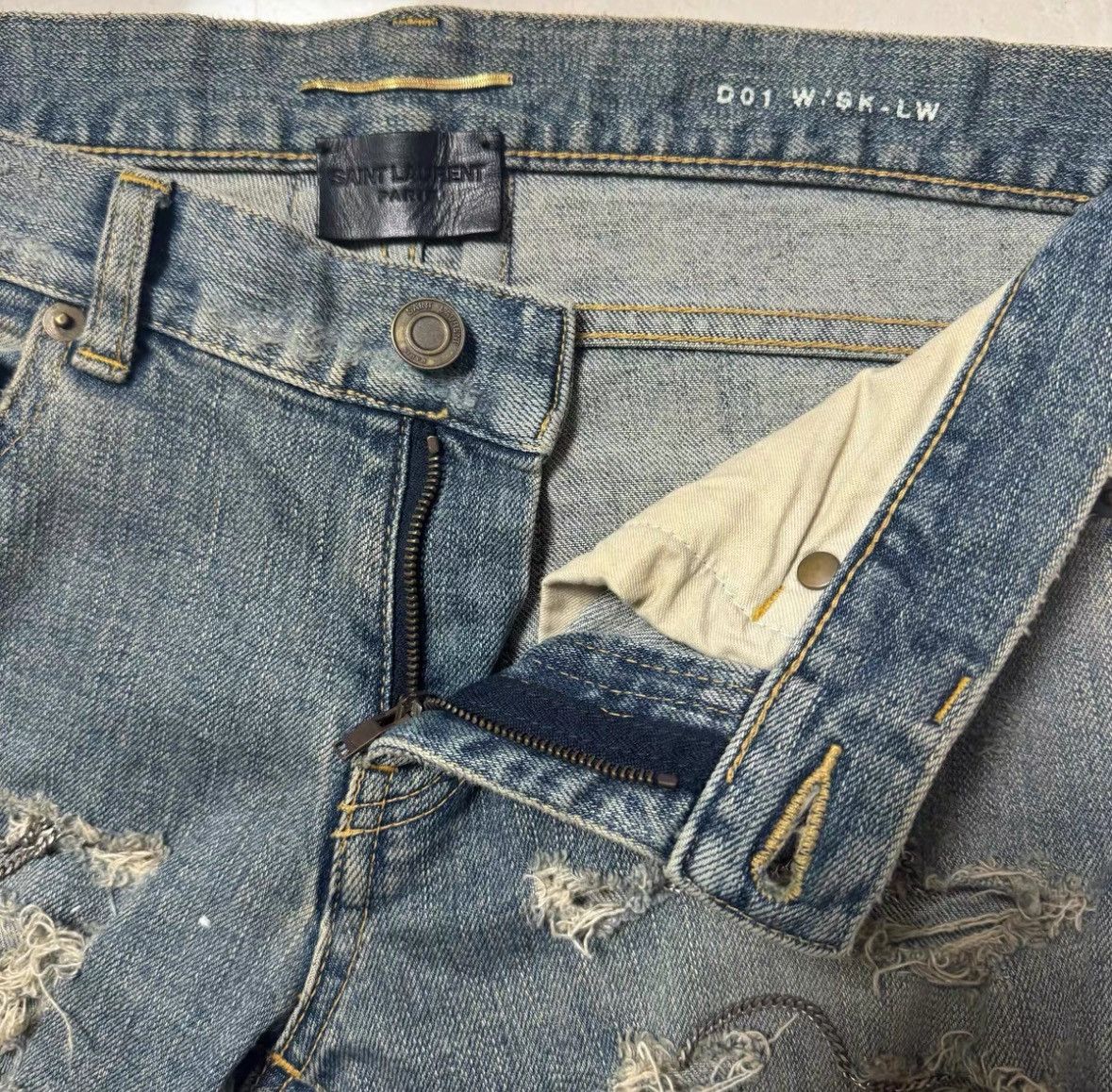 Saint Laurent Paris saint Laurent paris13 FW Light Blue Chain Pants 2503-Nexta Size US 26 / EU 42 - 2 Thumbnail