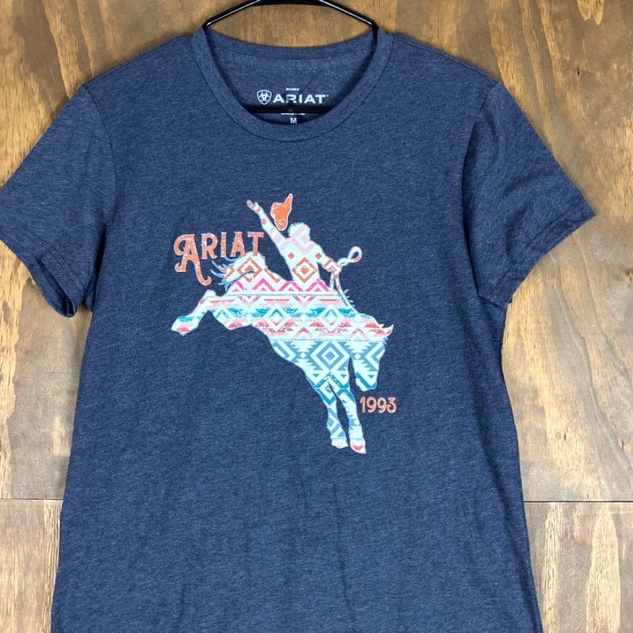 Ariat Ariat Womens Shirt Blue Geo Bronc Short Sleeve Cotton Blend Medium Size M / US 6-8 / IT 42-44 - 2 Thumbnail