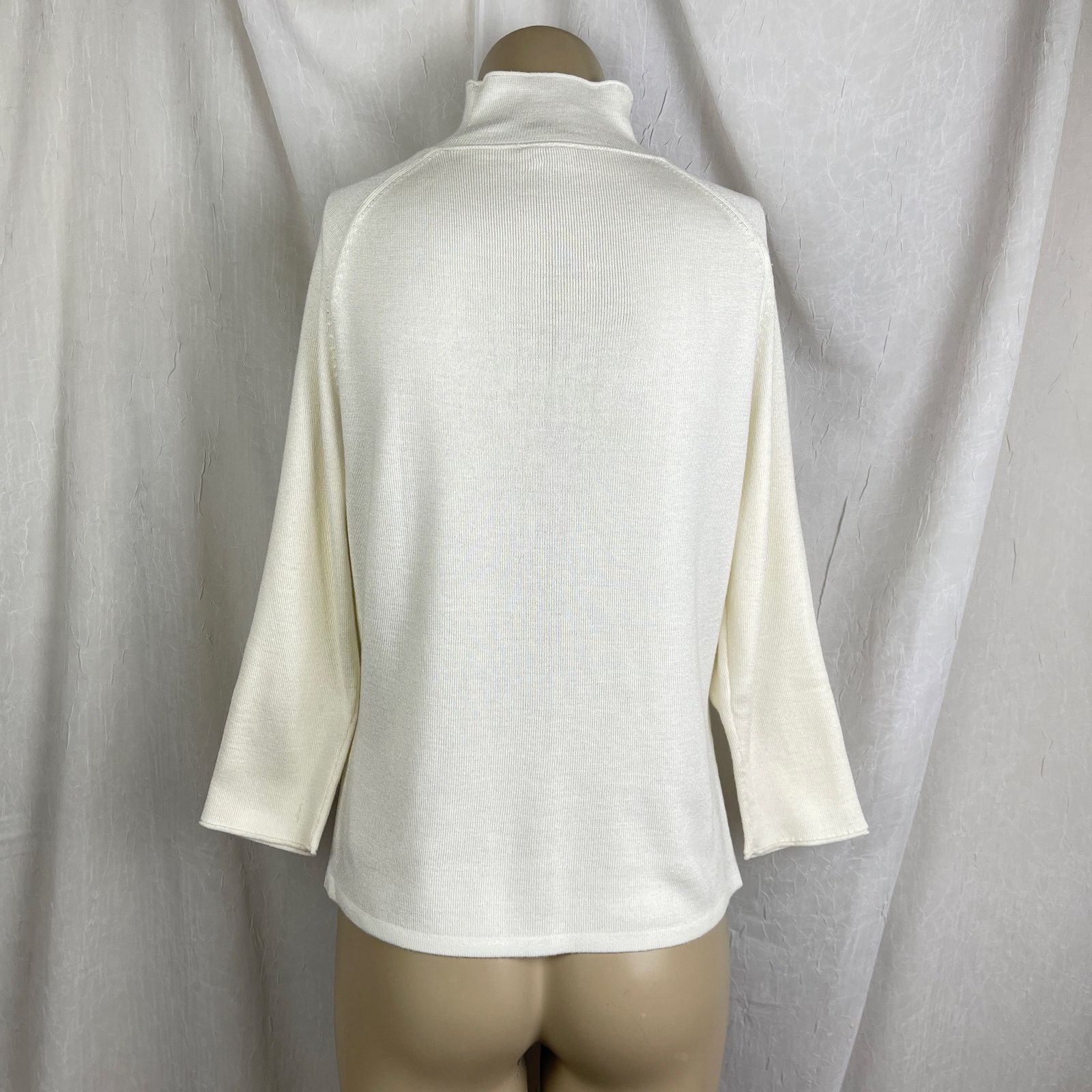 Vintage VTG Y2K Caslon Cream Sweater Mock Turtle Neck Cozy Scandi Size M / US 6-8 / IT 42-44 - 8 Thumbnail