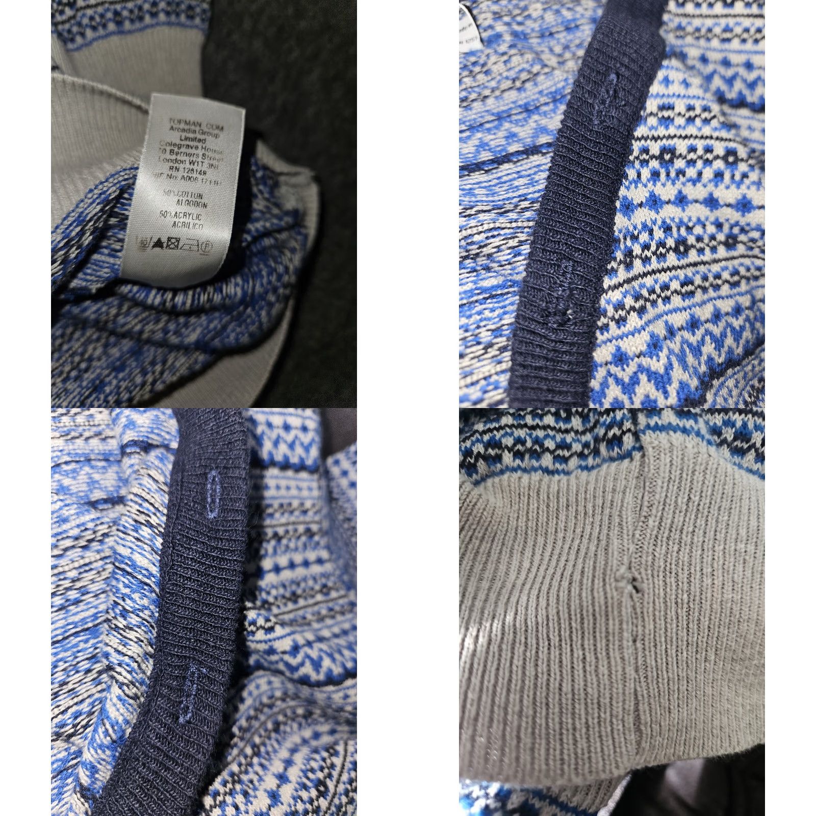 Topman Topman Sweater Men L Long Sleeve 1/2 Button Blue Lt Weight Classic Preppy Knit Pullover Lightweight Stretch Wool Mix Size US L / EU 52-54 / 3 - 8 Thumbnail