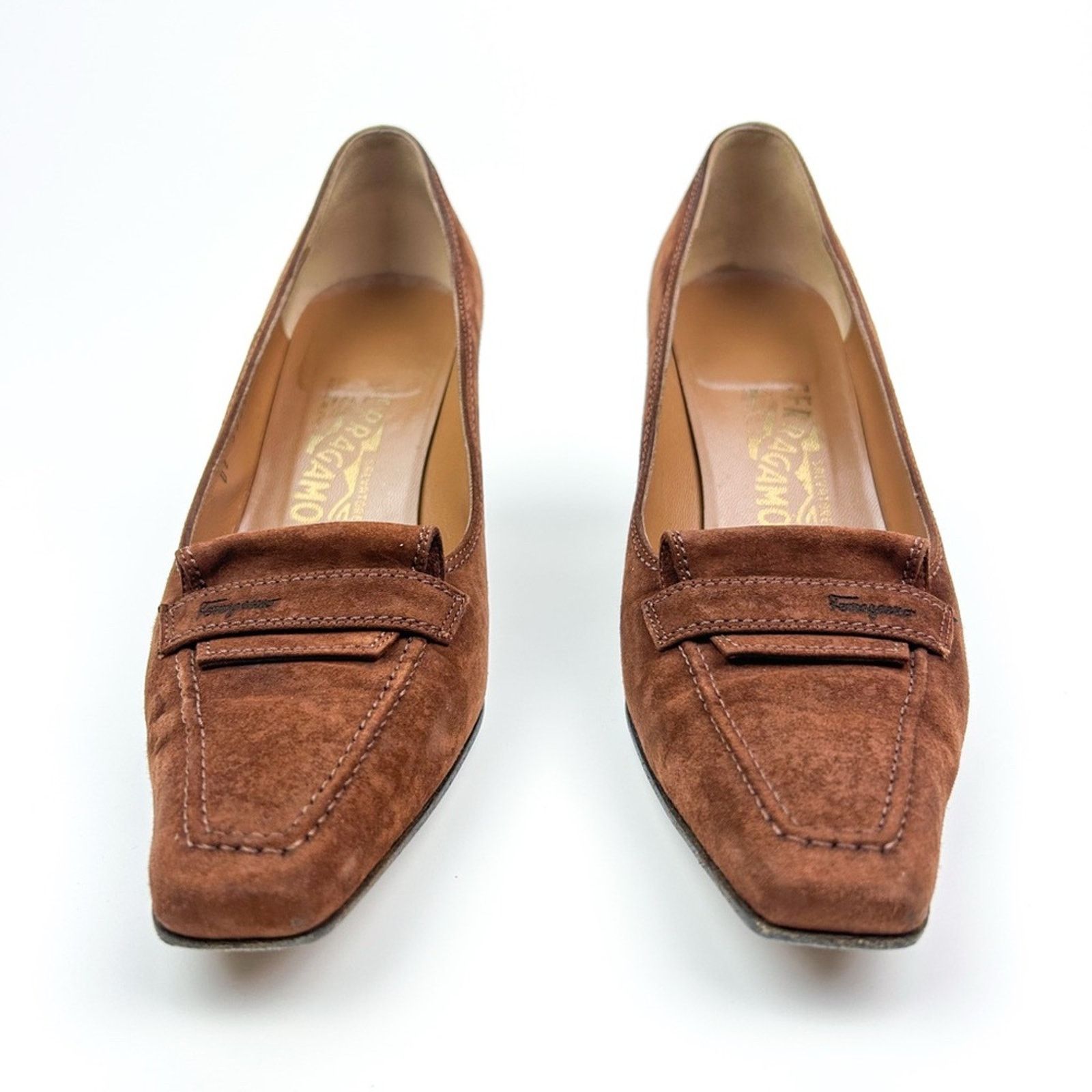 Salvatore Ferragamo Salvatore Ferragamo Vintage Suede Cognac Calf Pump Size 7.5 Size US 7.5 / IT 37.5 - 3 Thumbnail