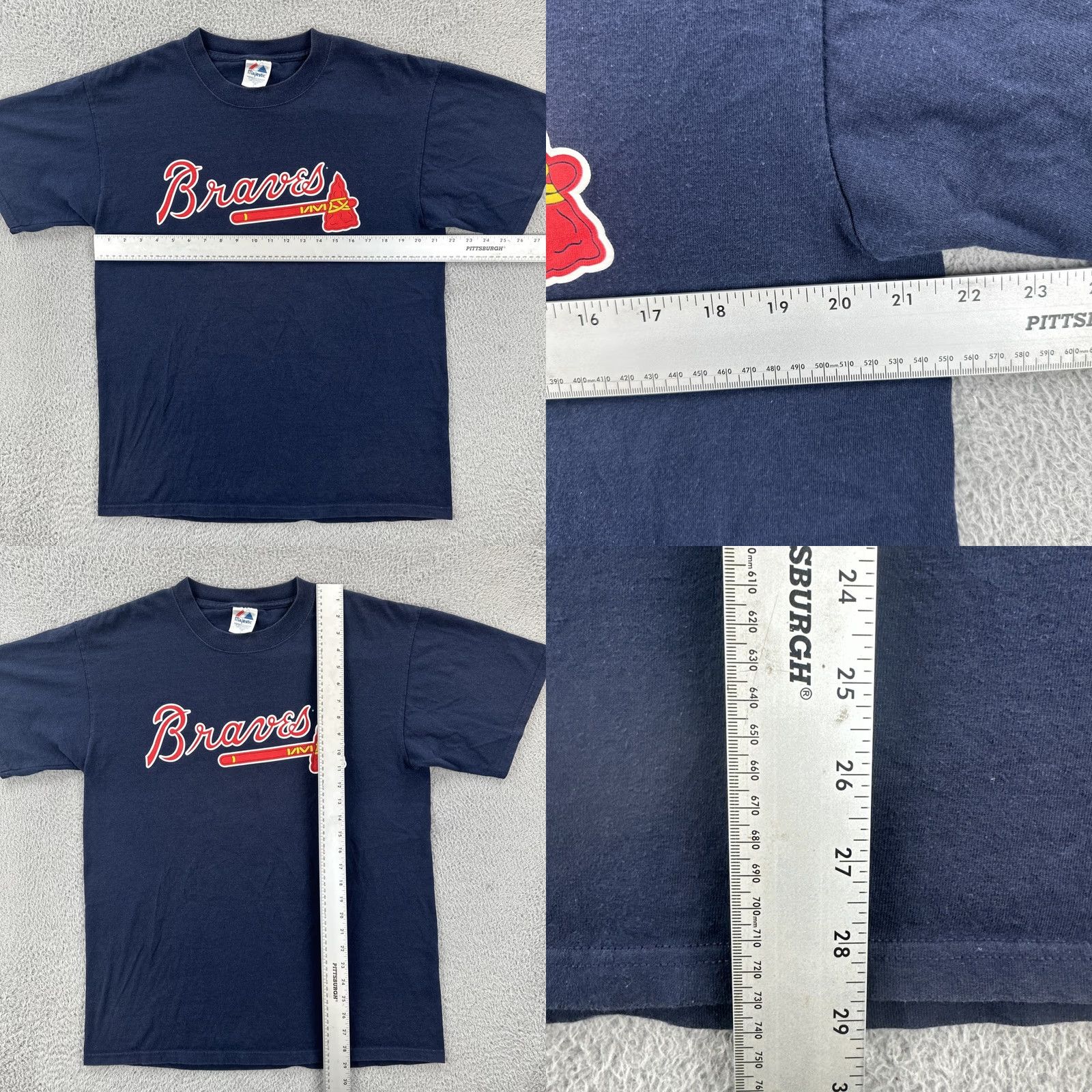 MLB VINTAGE Majestic Mens Large Blue T Shirt Atlanta Braves 25 A. Jones MLB Baseball Shirt Mens 90s Sports USA Size US L / EU 52-54 / 3 - 8 Thumbnail