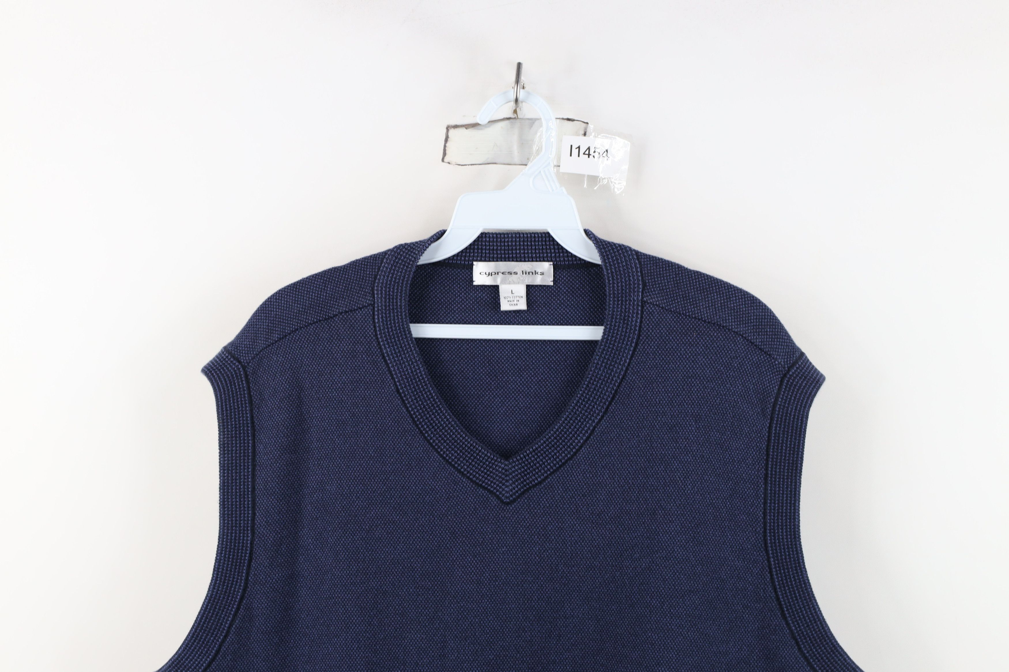 Vintage Vintage 90s Streetwear Blank Thermal Knit Sweater Vest Blue Size US L / EU 52-54 / 3 - 2 Thumbnail